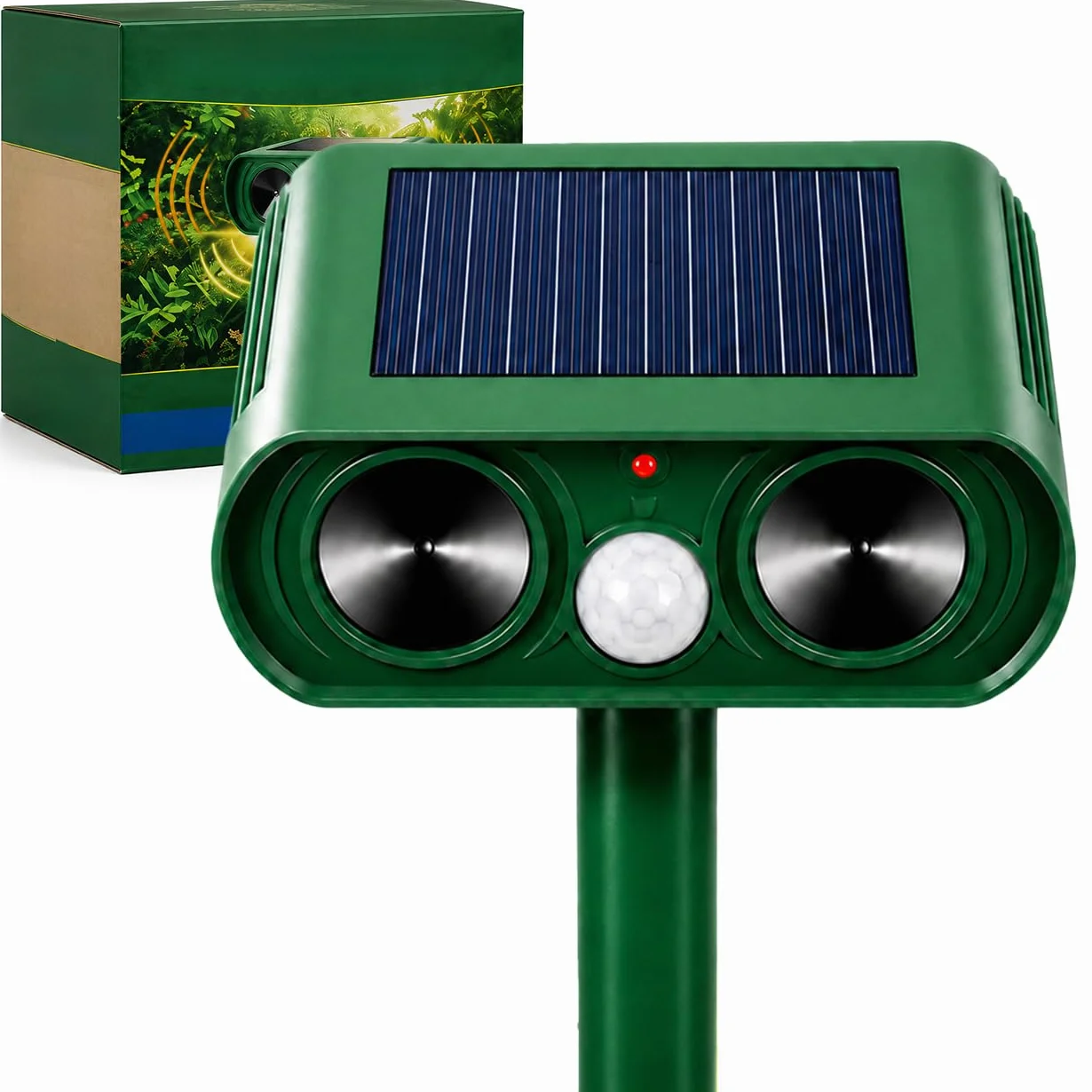Repulsif Chat Exterieur Solaire à Ultrason, Repulsif Chat Ultrason pour Jardin, Appareil Étanche Contre Taupes, Oiseaux, Souris et Rats avec LED Clignotante (Standard)