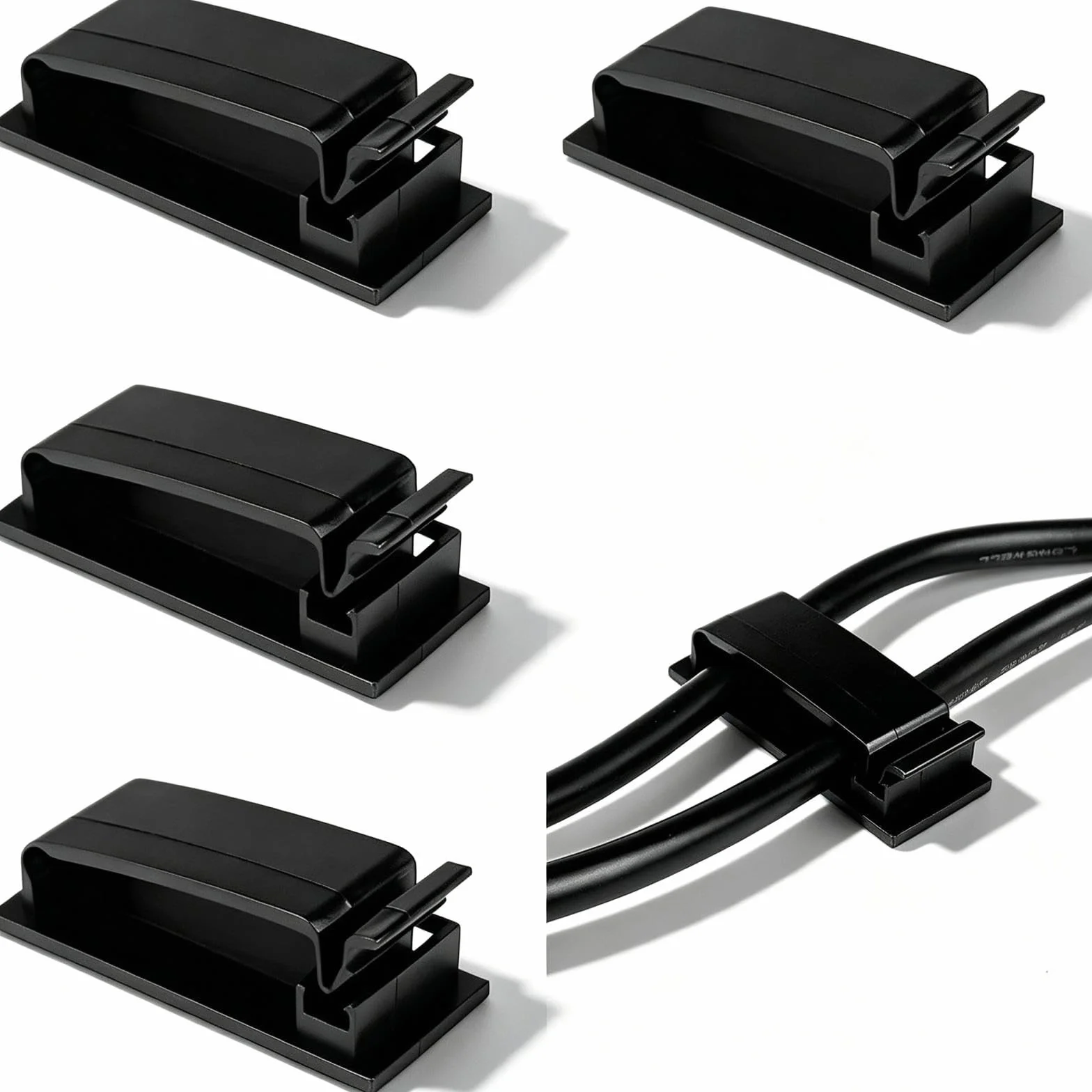 50 Pièces Clips Câbles Adhésifs, Supports de Câbles Autocollants, Organisateur de Câbles, Attache Câble, Noir