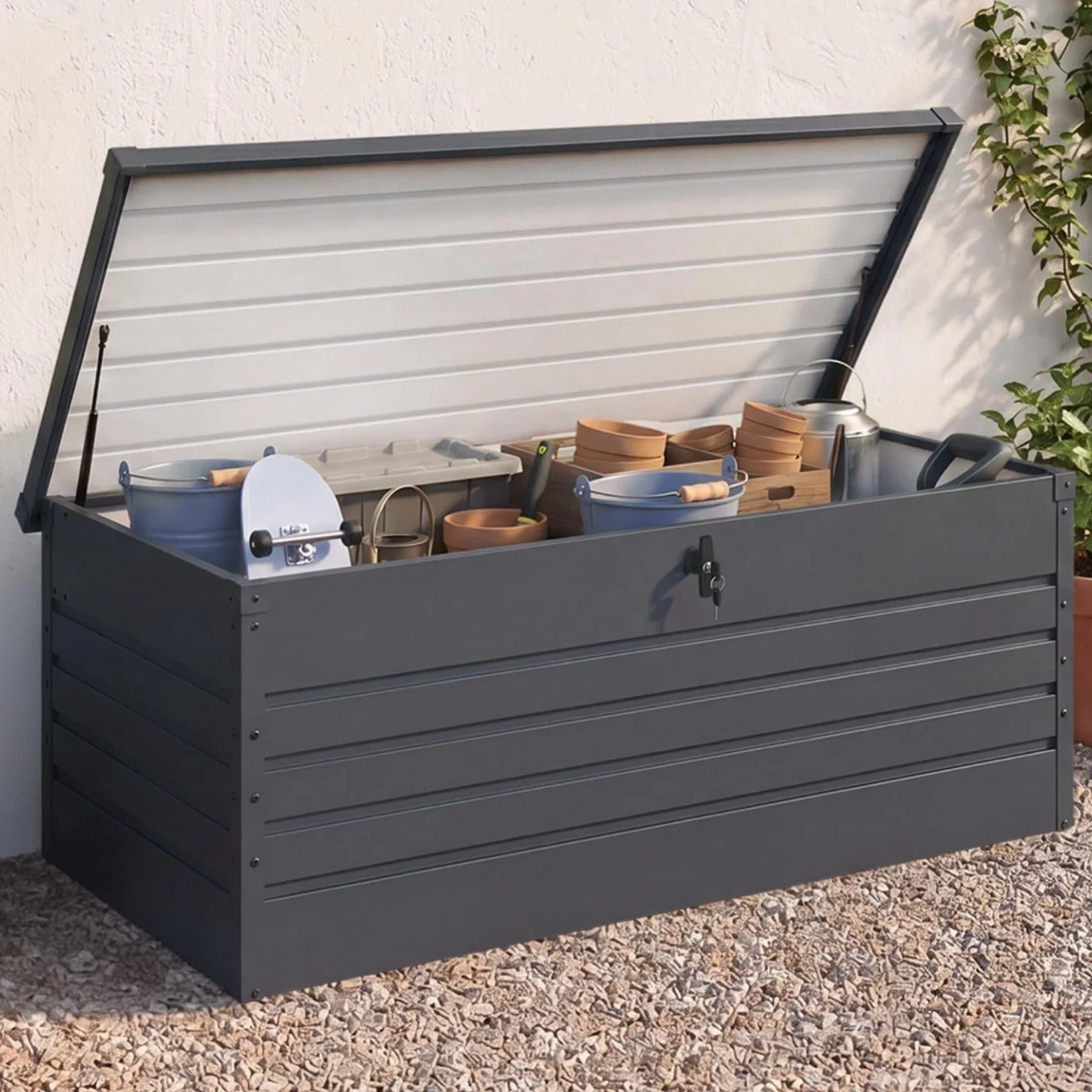 Coffre de Rangement Métal Verrouillable 600L 165x70x63 cm Gris Anthracite