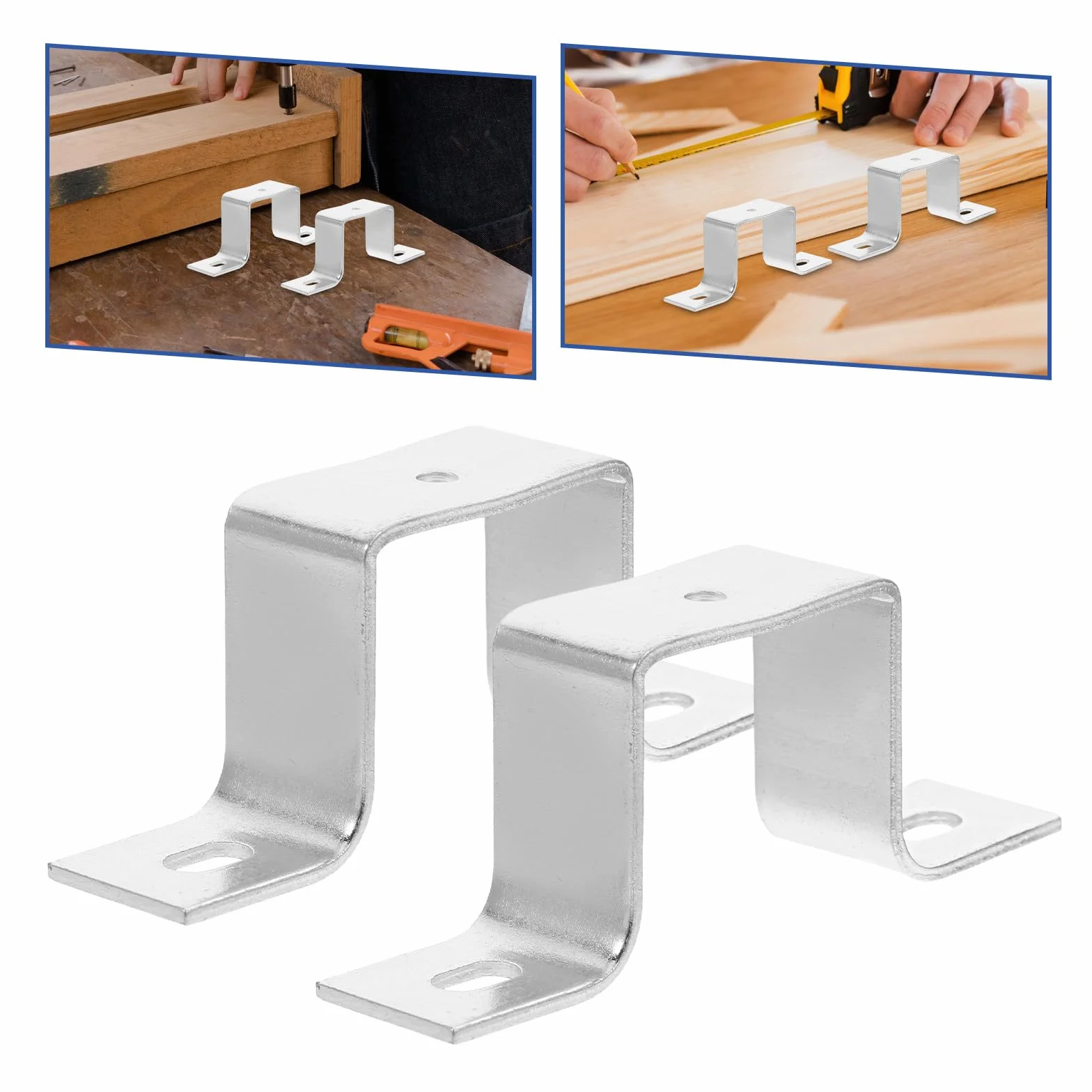 Supports En U Acier Inoxydable 3.66 X 1.42 X 0.79In Lot De 4 Fixation Murale Rail Métallique