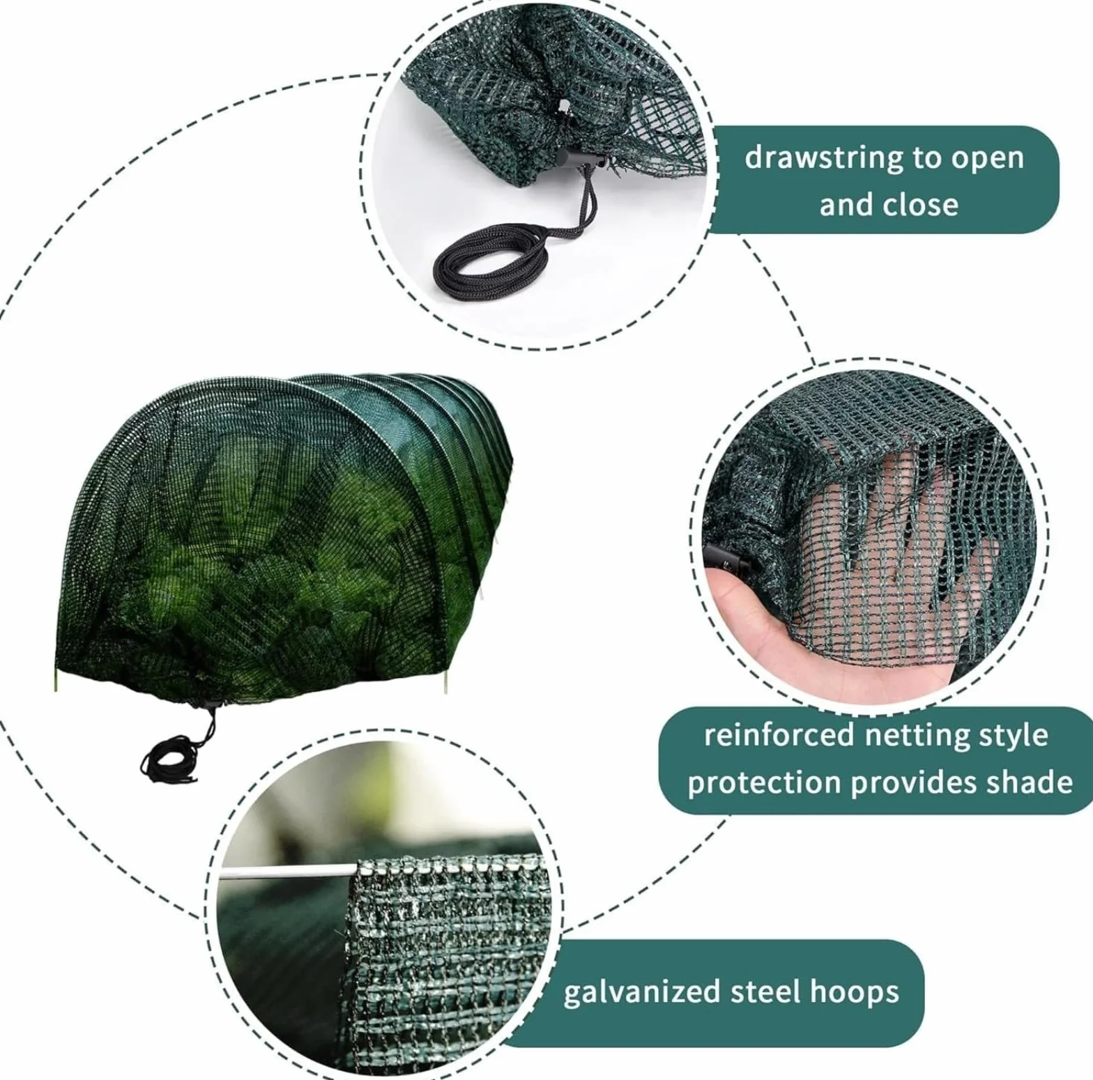 Générique Tunnel de Jardin en Maille, Tunnel de Plantation agricole, 300 x 45 x 45 cm, Résistant au Gel, Protection Contre Les intempéries pour Jardin Potager Protection Contre Le Gel Serre