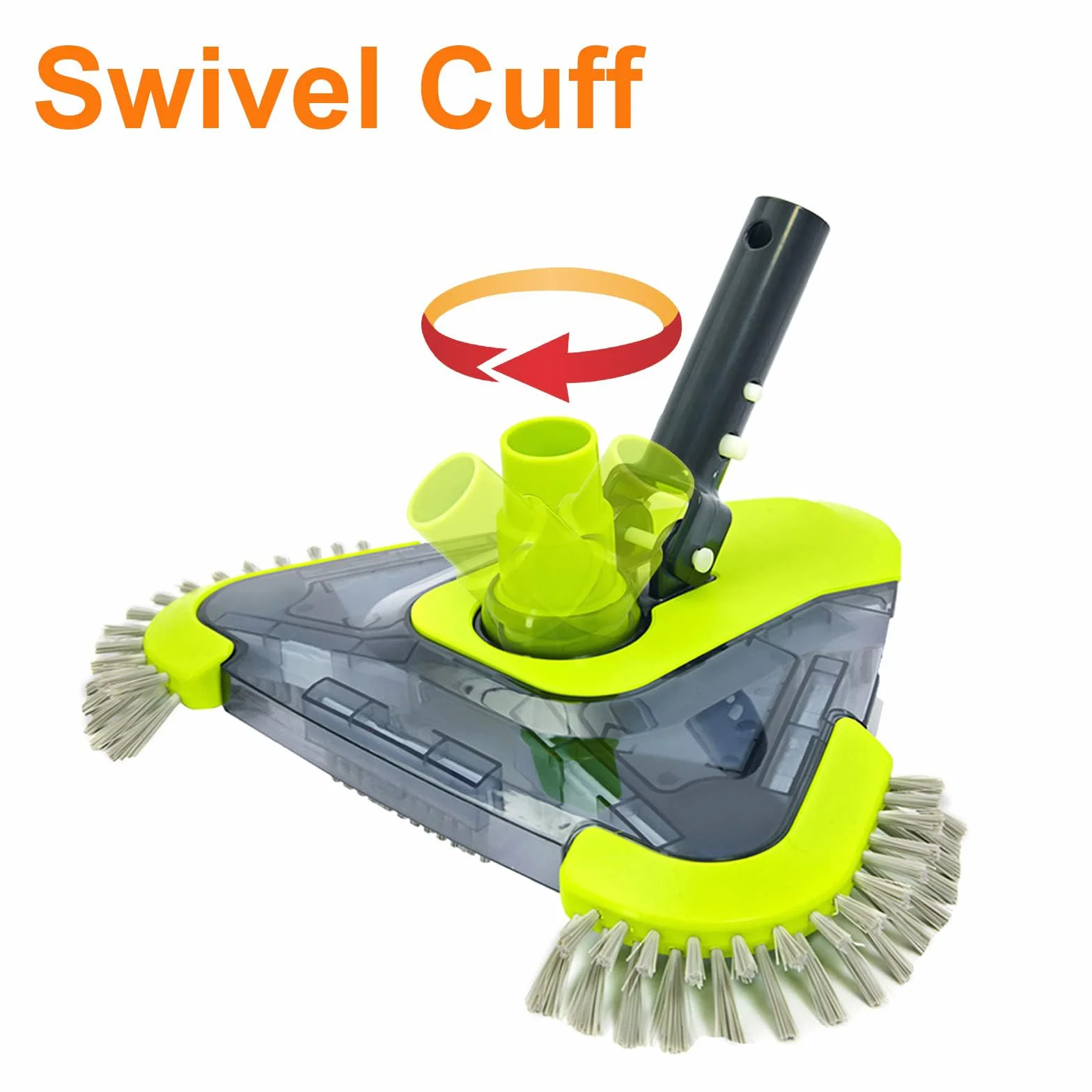 Sepetrel Tête d'aspirateur de piscine triangulaire avec brosse latérale et adaptateur rotatif universel