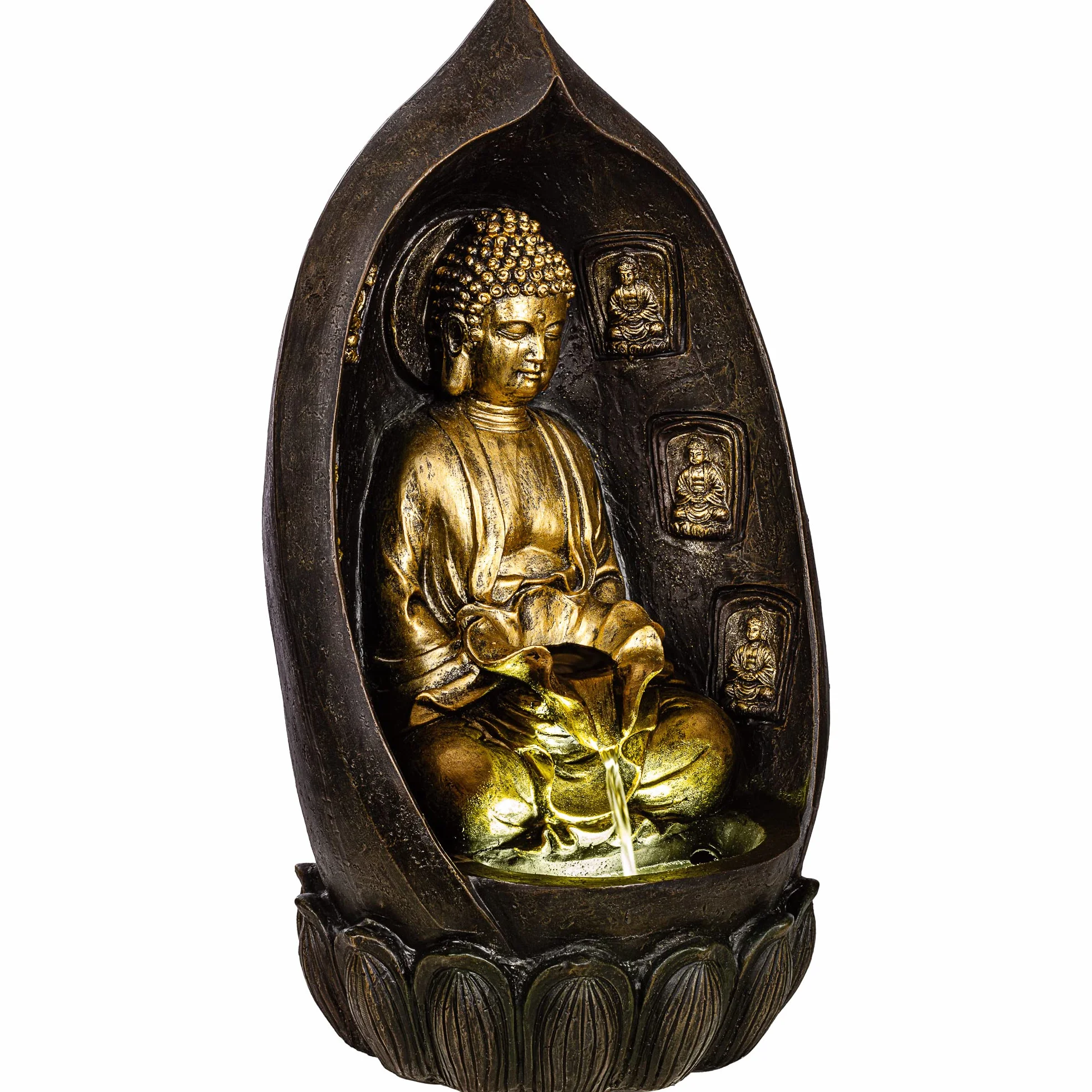 STILISTA Fontaine de Jardin Bouddha 64 x 35 x 29 cm avec Éclairage LED Pompe Incluse