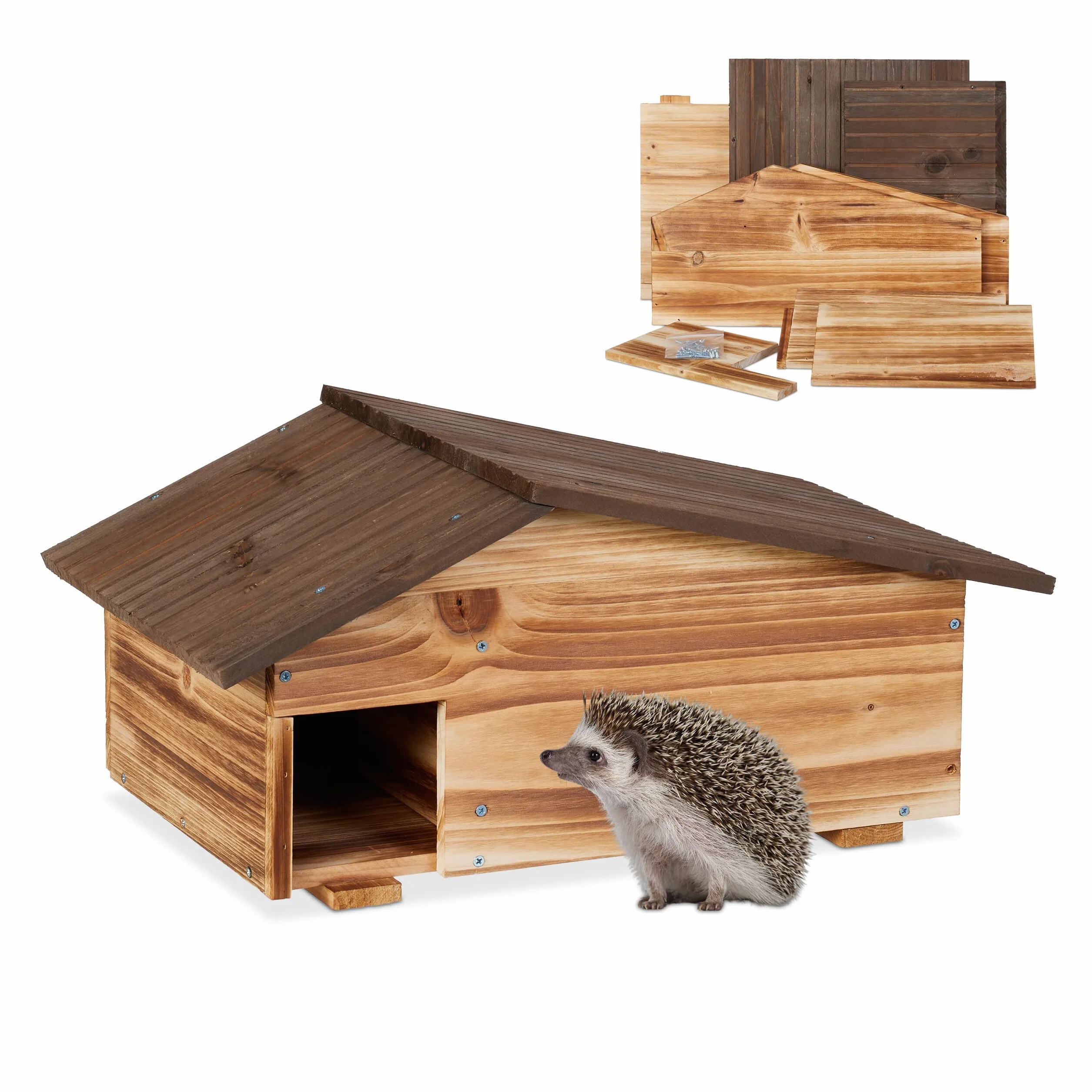 Relaxdays Abri pour hérisson 2 Parties Hiver 24 x 46 x 33,5 cm Marron