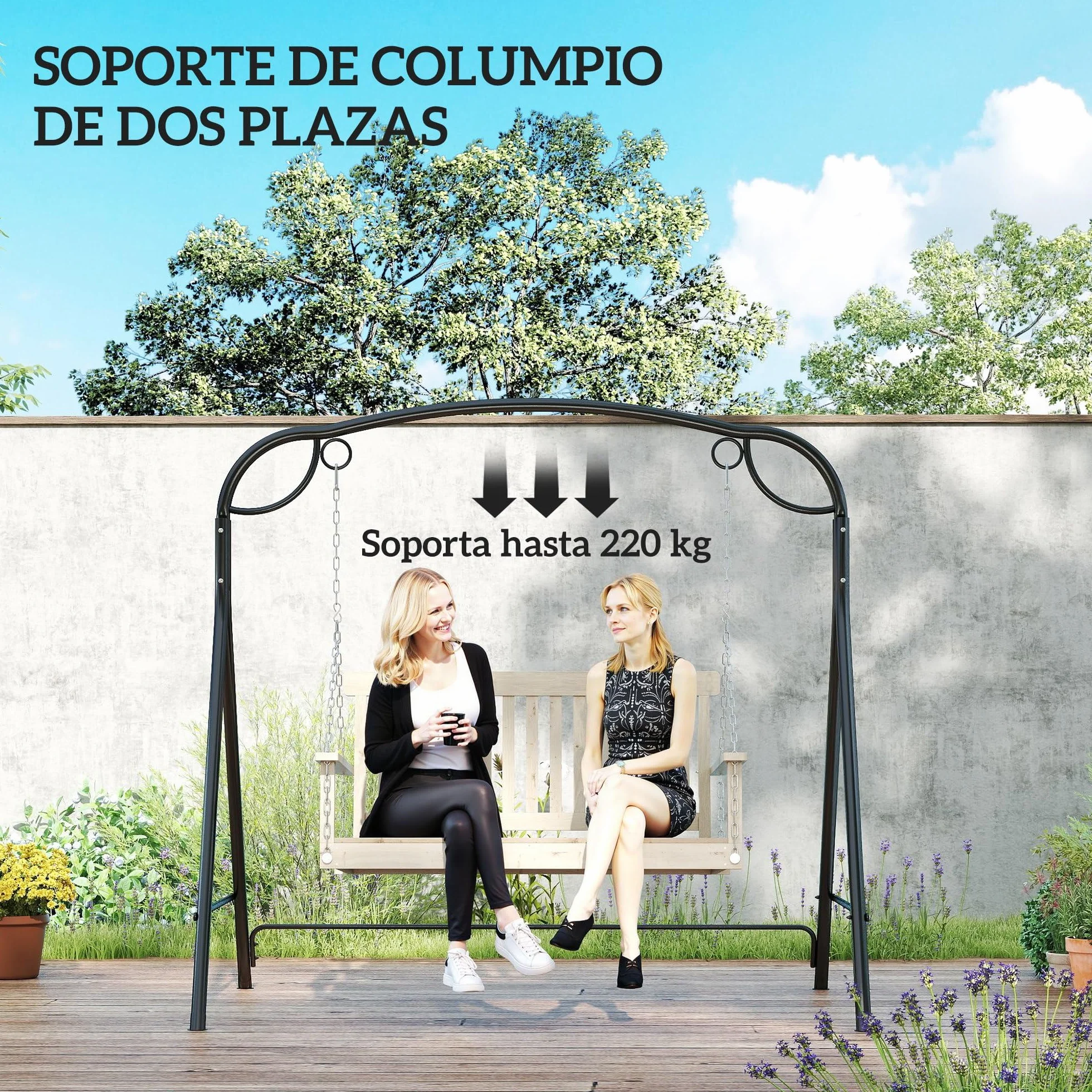 Outsunny Support de balançoire en métal Structure de balançoire robuste avec pieds en forme de A Charge 220 kg pour jardin, parc, patio, véranda, 172 x 126 x 170 cm, bronze