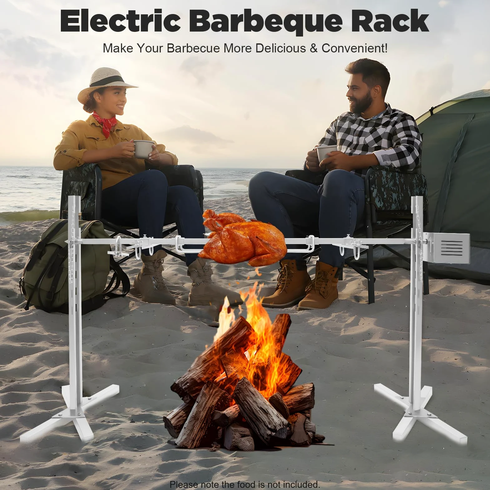 Barbecue à cochon de lait en acier inoxydable avec moteur, barbecue à rôtir pour cochon de lait, rôtissoire à brochettes réglable en hauteur, rôtissoire à broche en acier inoxydable commercial