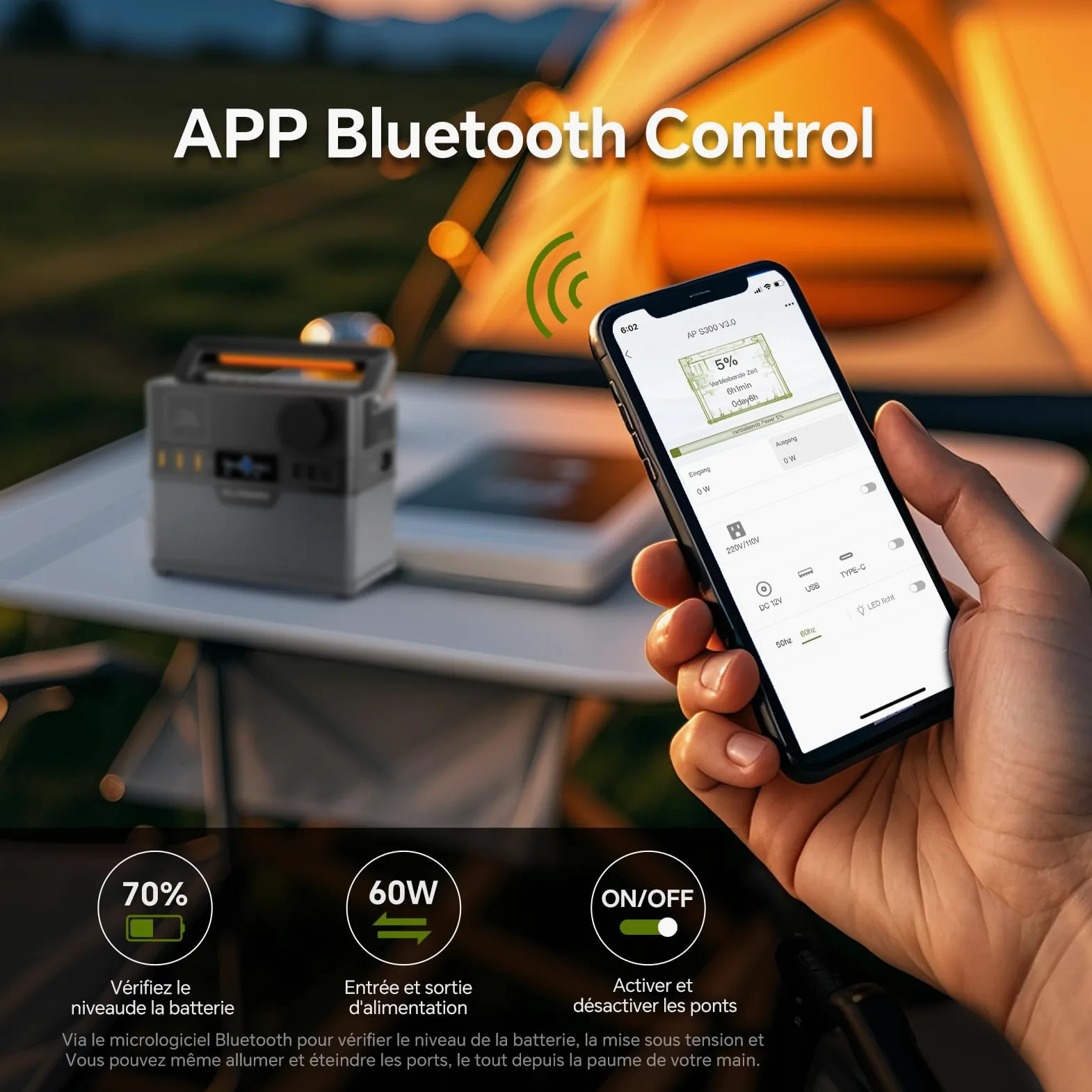 ALLPOWERS S300 Station électrique portable 288Wh avec sortie CA 300W et USB-C 100W, fonction UPS ultra-silencieuse 30 dB, générateur solaire à charge rapide 1 heure pour camping, voyage, urgence