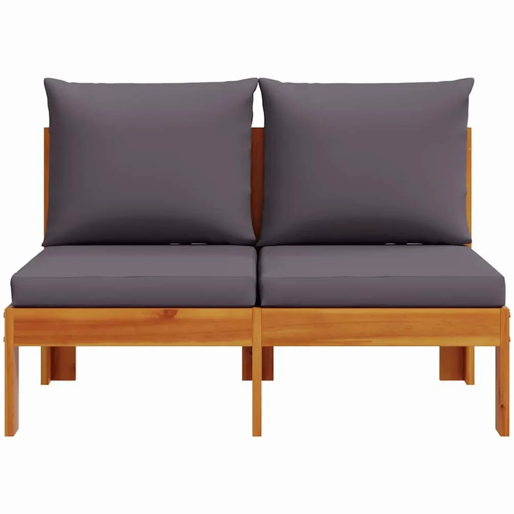 vidaXL Canapé de Jardin sans accoudoirs Coussins 2 Places Bois Acacia, canapé d'extérieur, Causeuse de Jardin, canapé de Jardin Deux Places