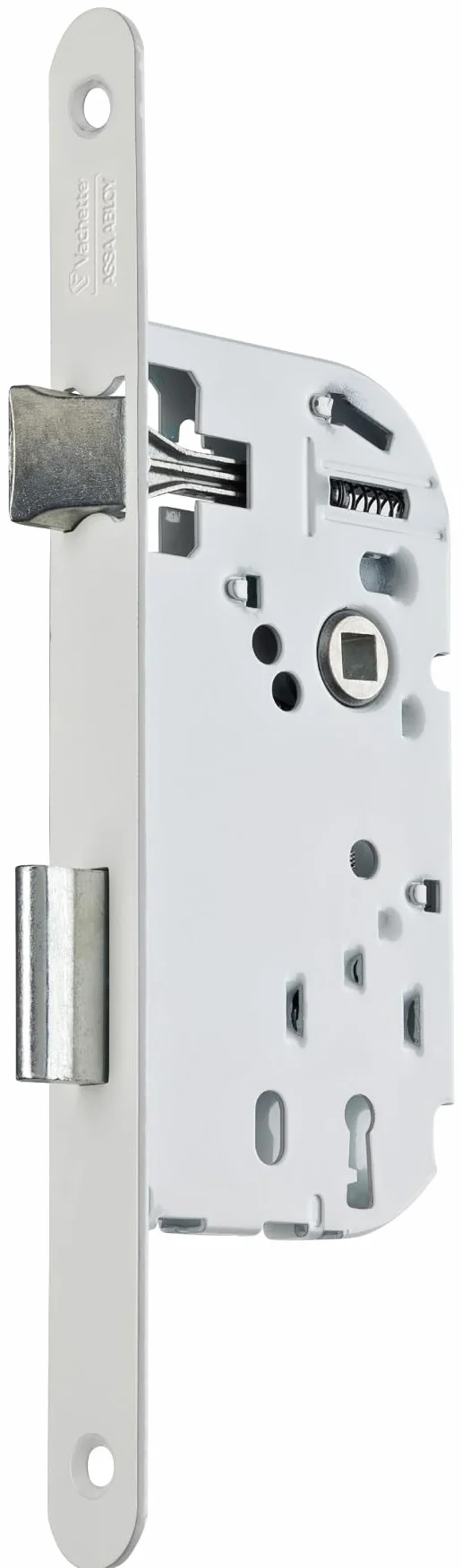 Vachette Serrure à Encastrer à clé Axe 40 mm Coffre 135 mm Réversible sans démontage Têtière bouts ronds Porte intérieure Blanc Gâche et Clé inclus