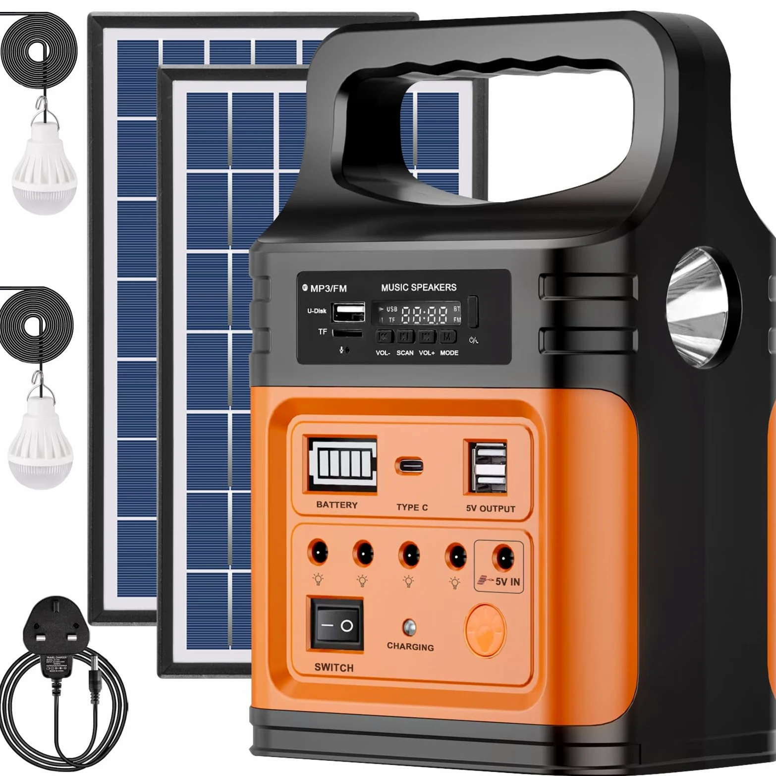 Vclpower Station d'alimentation CC 20 000 mAh avec panneaux solaires, sortie 12 V/9 V de type C, station d'alimentation portable à charge rapide pour la maison, les urgences, le camping en plein air