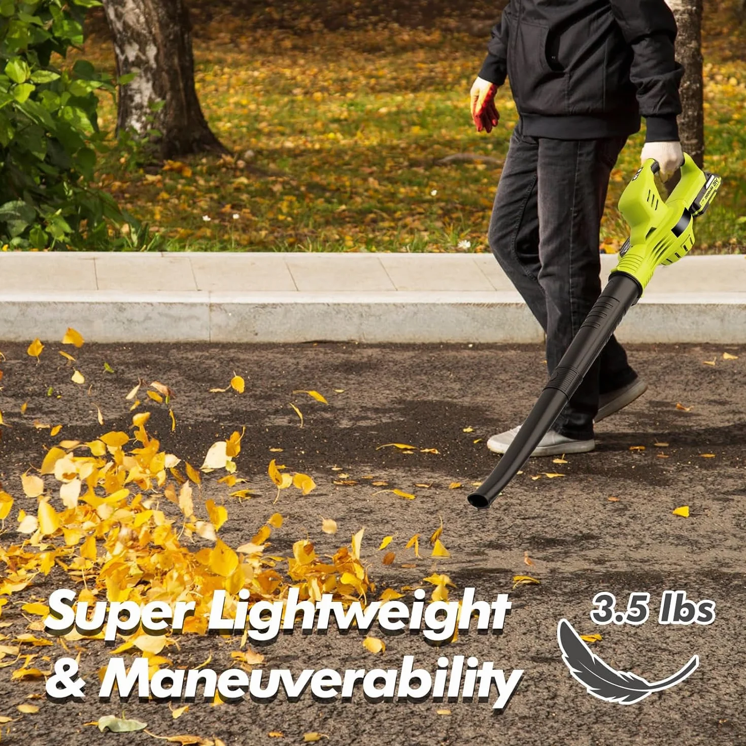 Souffleur de Feuilles sans Fil 21 V 4,0 Ah 3000 W 2 Modes de Vitesse