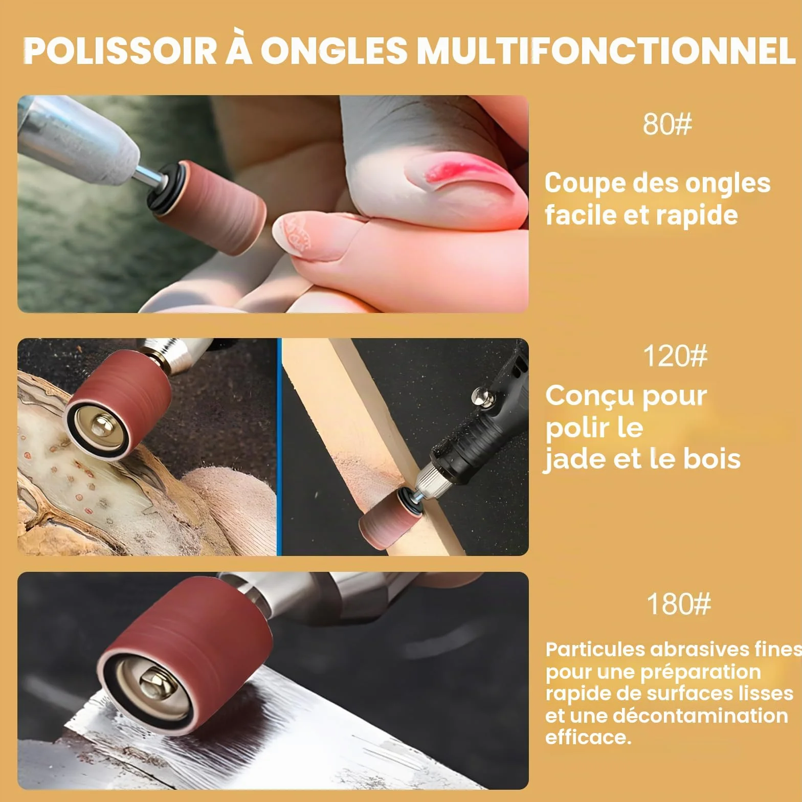240 PCS Tambour Adaptateur de Band Ponçage Manchon Abrasif Compatible Dremel Outils Rotatifs Grain 80/120/180