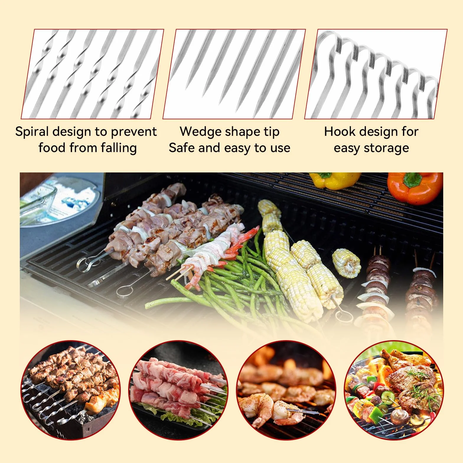 20 pcs Brochettes Barbecue, Brochettes à Viande Acier Inoxydable, BBQ Brochettes, Brochettes Métal Plat Brochettes,Légumes Pics à Brochettes, Pic a Brochette Inox, Kebab pour Brochettes Viande