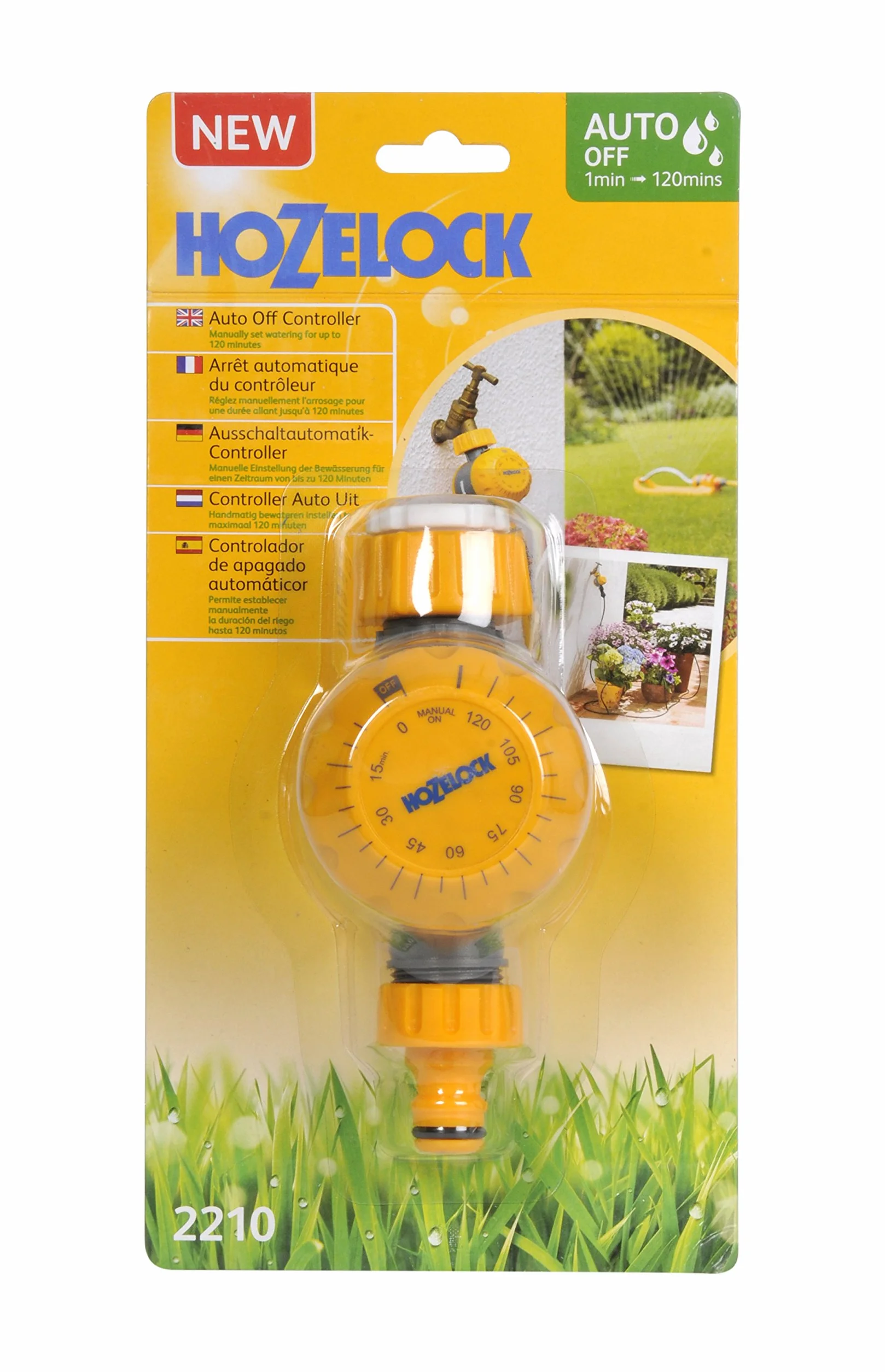 HOZELOCK Minuterie d'Arrosage Mécanique Compatible Robinets d'Eau Ø 21-33,3 mm 5-120 min