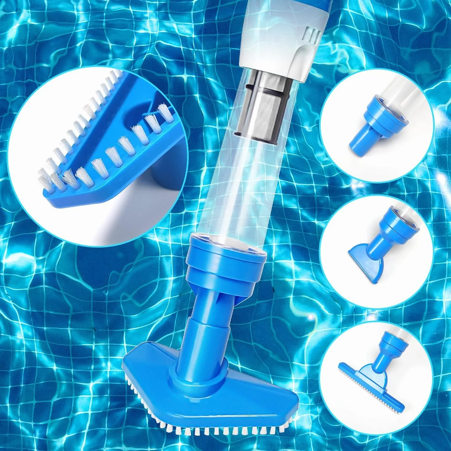 Aspirateur de Piscine sans Fil 3 en 1, Batterie Rechargeable 90 Min, Bleu