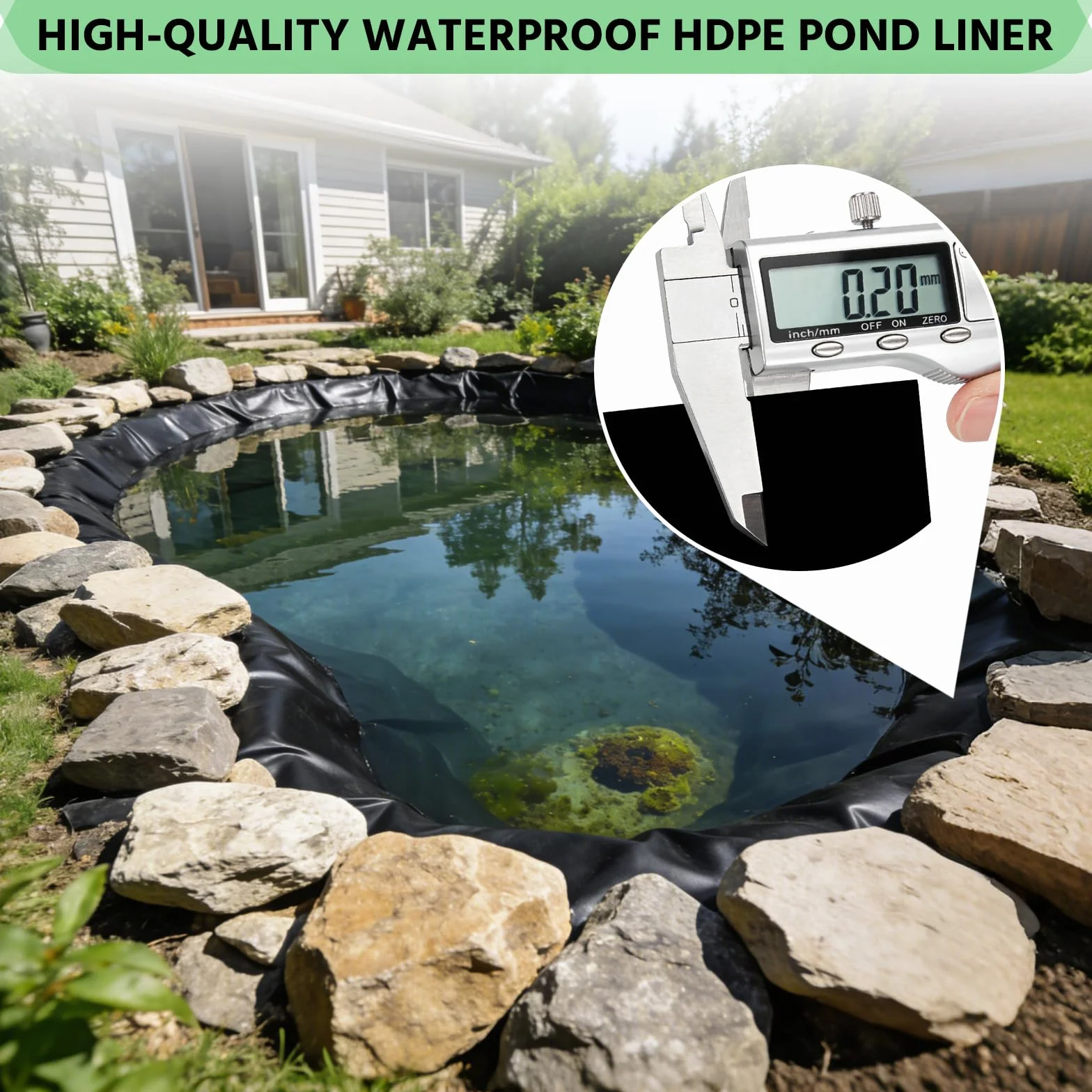 Bâche Noire Pour Bassin PVC 0,2 mm 4 x 5 m Imperméable