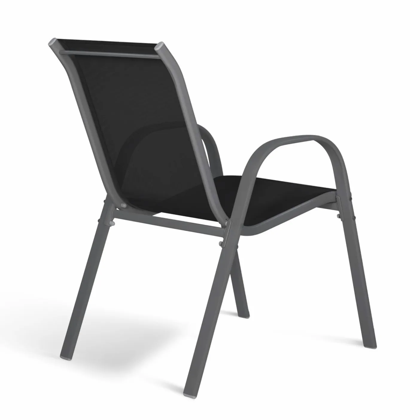 IDMarket - Lot de 6 chaises de Jardin LYMA métal et textilène empilables Gris Noir et Terracotta