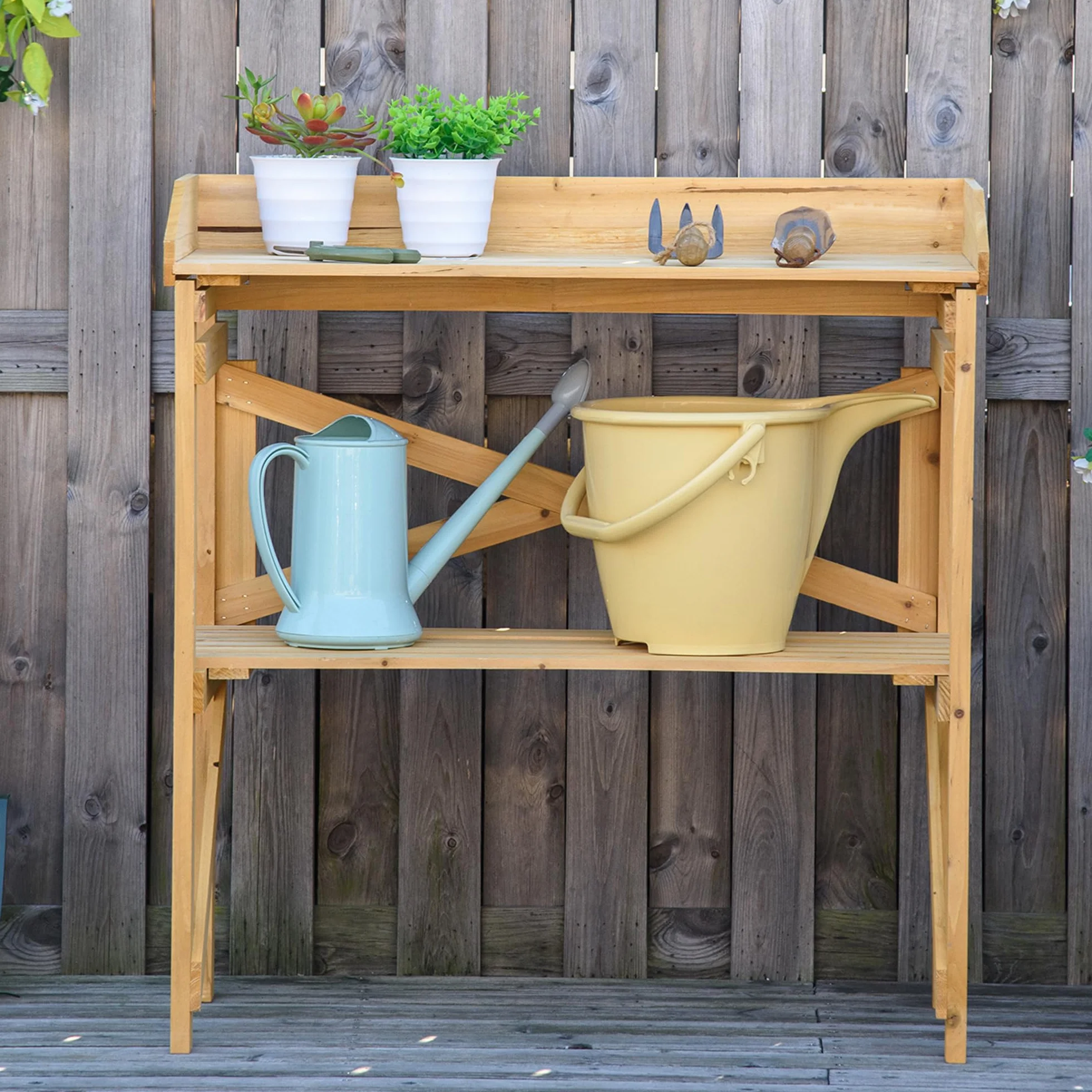Outsunny Table de rempotage Plateau avec rebords Bois Sapin pré-huilé