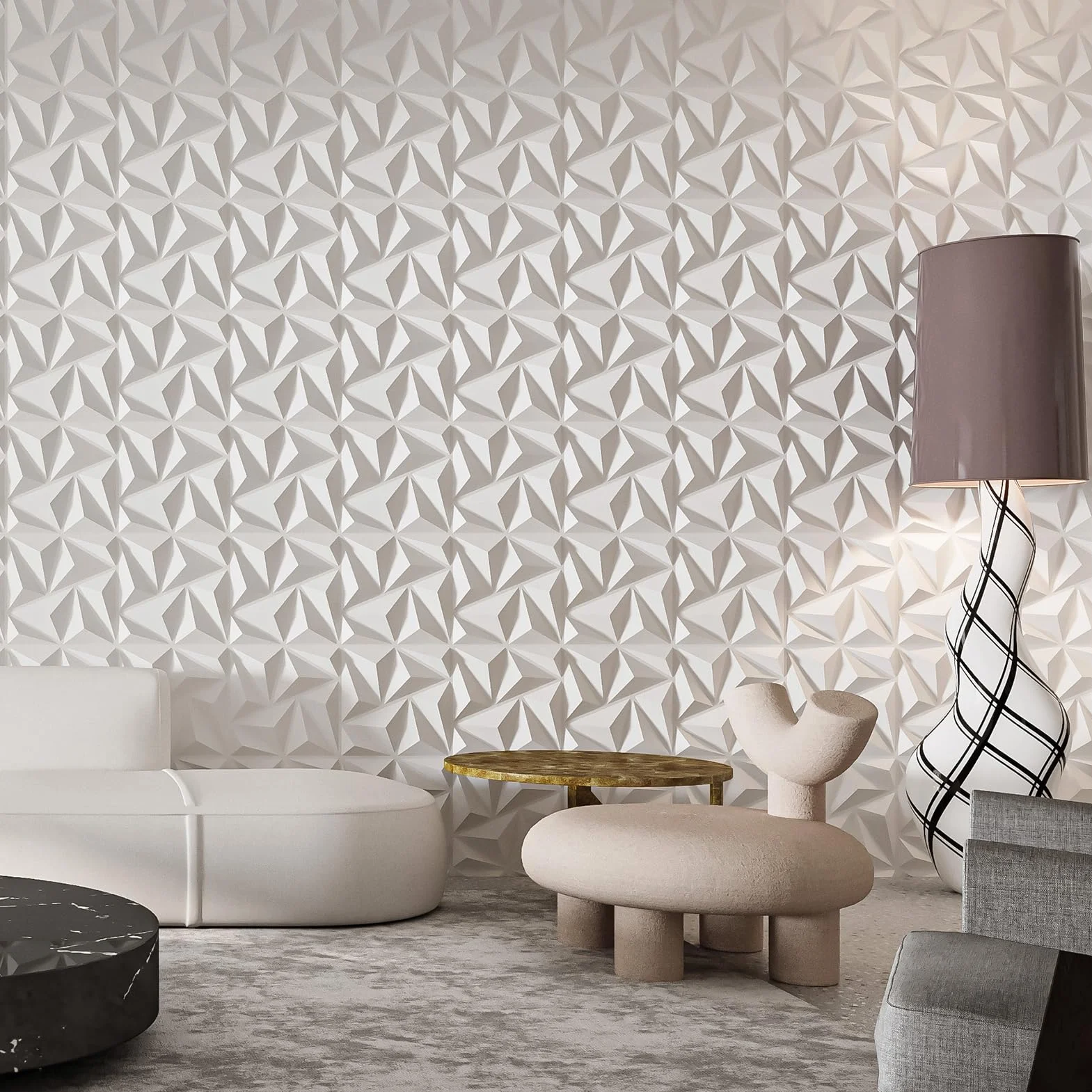 Art3d Lot de 20 panneaux muraux décoratifs 3D PVC 1,8 m² 30 x 30 cm Blanc