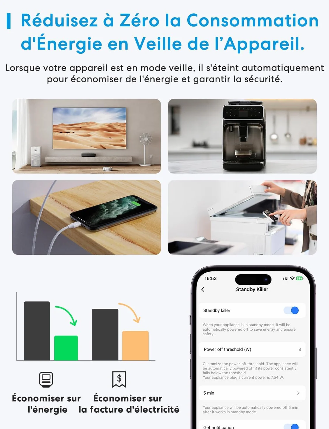 Meross Prise intelligente WiFi 16A compatible HomeKit Alexa Google Home lot de 2 avec mesure consommation énergie contrôle vocal