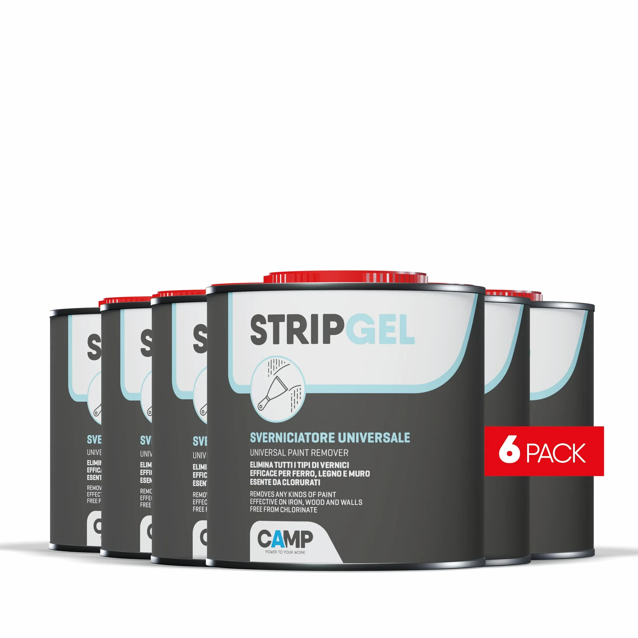 Camp STRIP GEL Décapant Professionnel Gel Rapide Bois Fer Mur 6x750ml