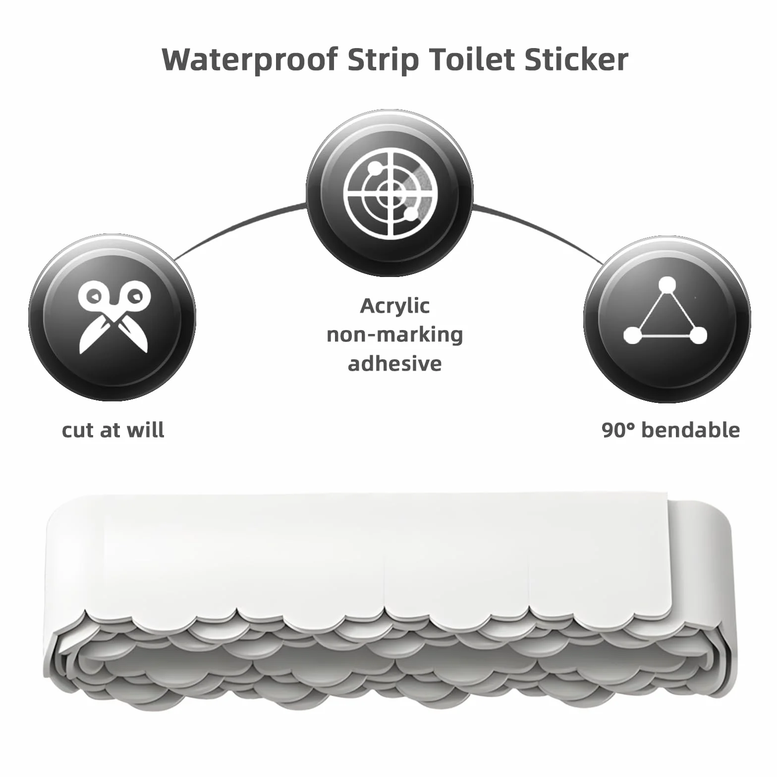 Ruban Adhésif Imperméable Autocollant pour Sol de Toilettes, Cuisine, Salle de Bain - Anti-Humidité et Moisissure (1.5 m)