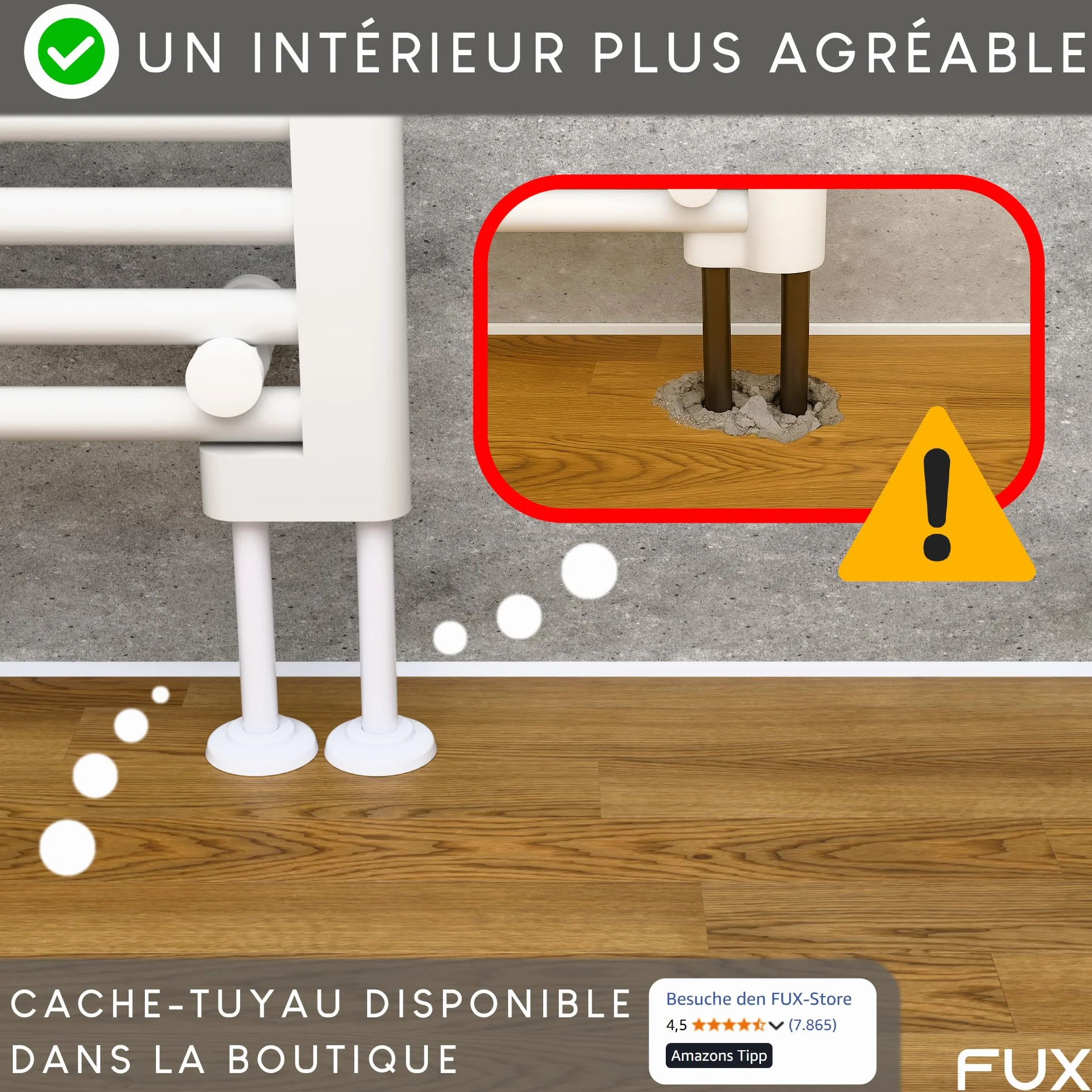 Rosace Tuyau Radiateur 12mm Blanc Cache PVC Coffrage 2 Pcs
