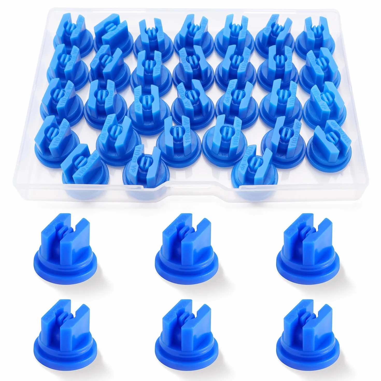 VooGenzek 30 Pièces Buses de Pulvérisation en Plastique à 110 Degrés, Buses de Pulvérisation à Ventilateur Plat, pour Vaporisation Désherbage, Bleu