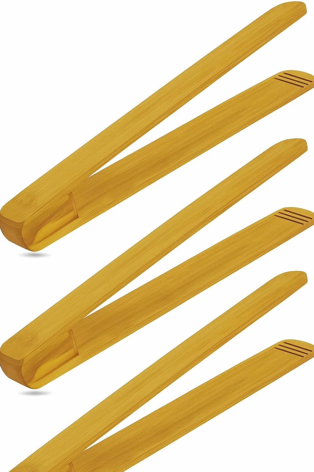 MC-Trend Lot de 3 pinces à barbecue de 30 cm en bois de cerisier noble – Pince de cuisine en bois de qualité supérieure avec rainures de 2 cm pour un maintien sûr – Accessoires de barbecue et pince à