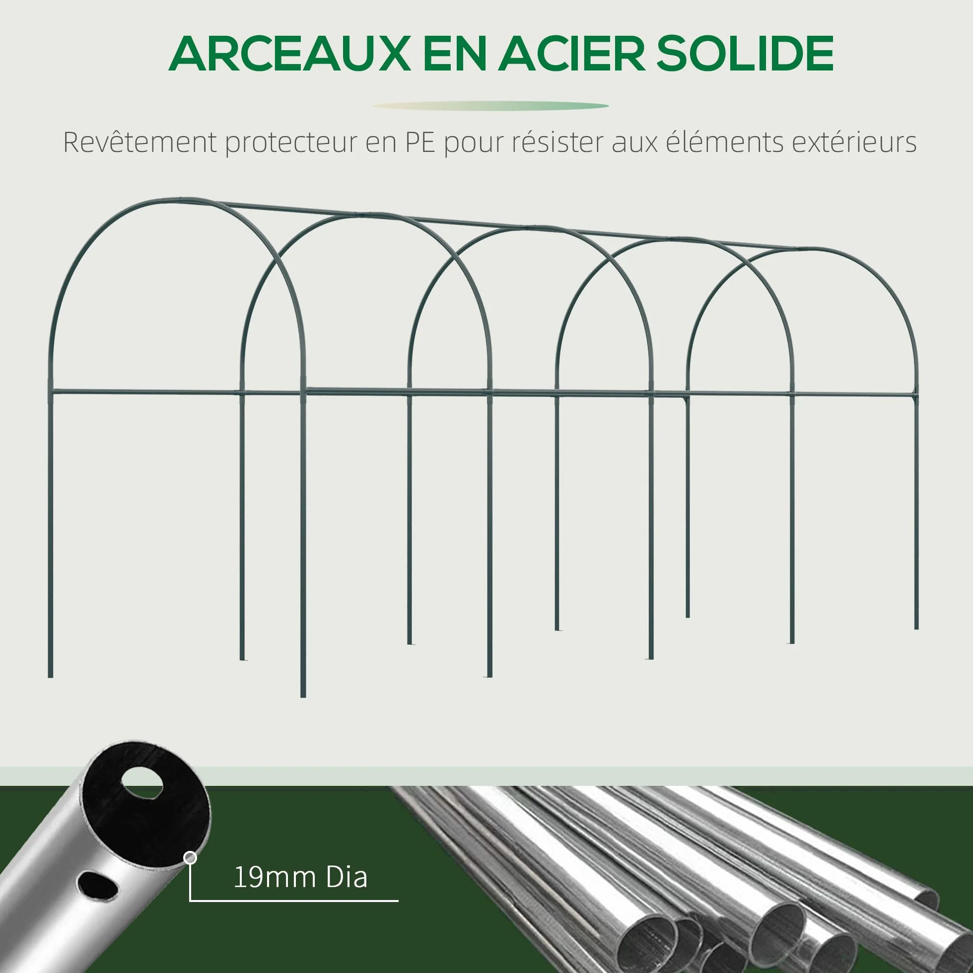 Outsunny Serre de Jardin Acier 400x120x170 cm Transparent pour Légumes
