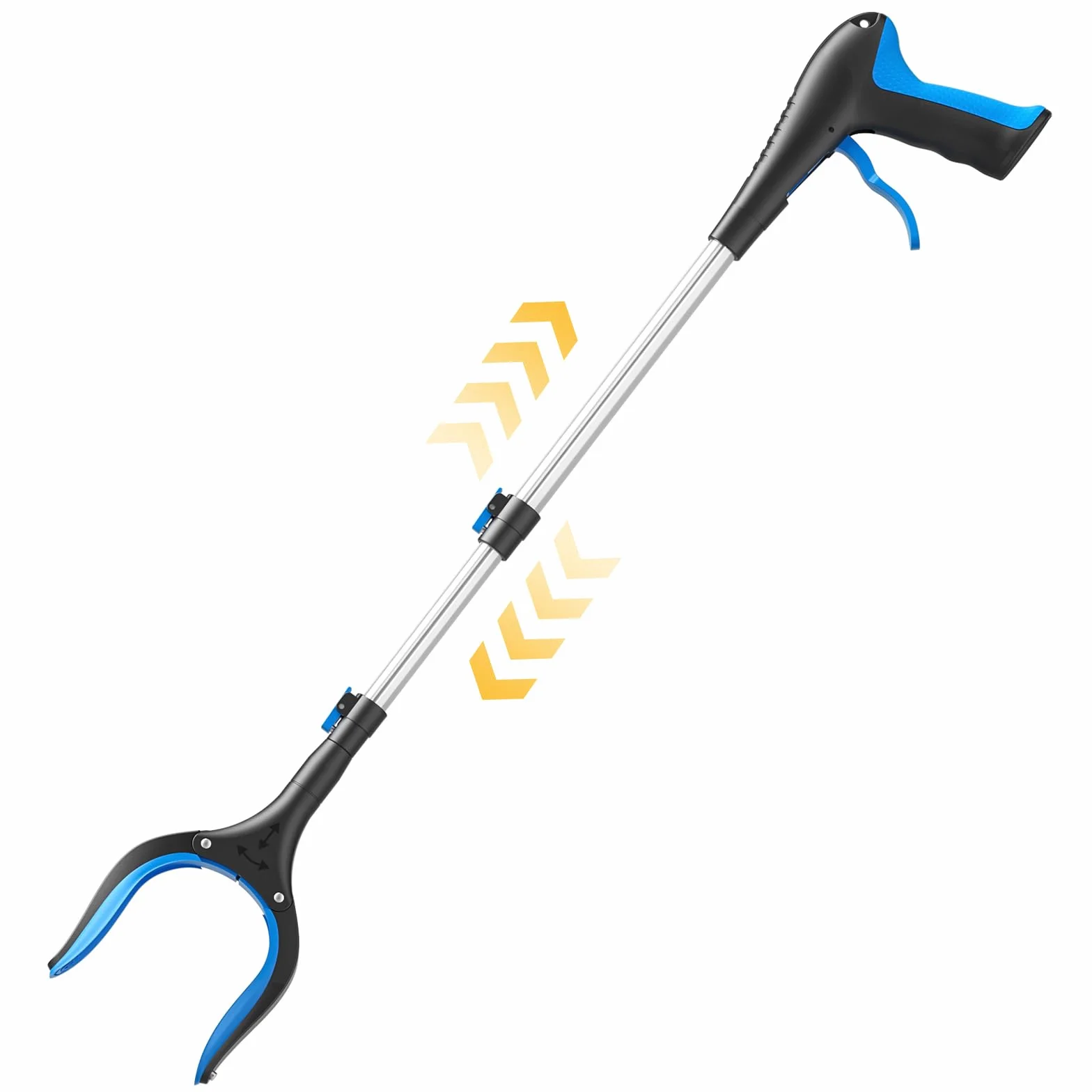 Pince Ramasse-Objet Télescopique 5 Niveaux (58-104 cm) - Ramasse Feuilles Mortes, Déchets, avec Aimant - Canne Grappin Longue Jardin, Personnes Âgées, Sans Se Baisser (Blue)