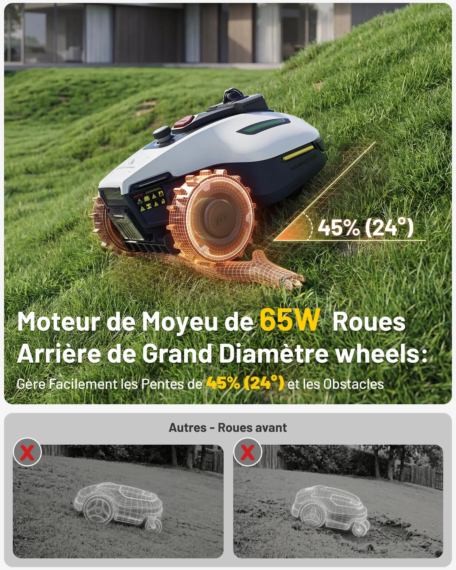 MAMMOTION YUKA Mini 2 800 LiDAR Robot Tondeuse sans Fil 800 m², Navigation 360° LiDAR + caméra, Pilotage IA, Détection 300 Obstacles, DropMow, Pentes 45%