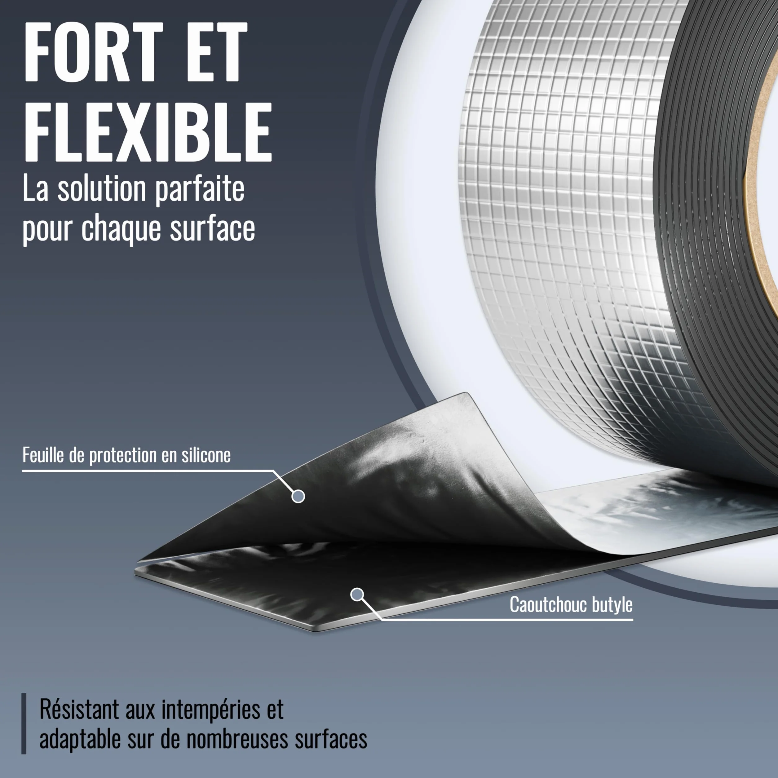 POPPSTAR Ruban d'étanchéité Butyle pour toiture 5 m x 50 mm x 1,5 mm Bande de solin aluminium
