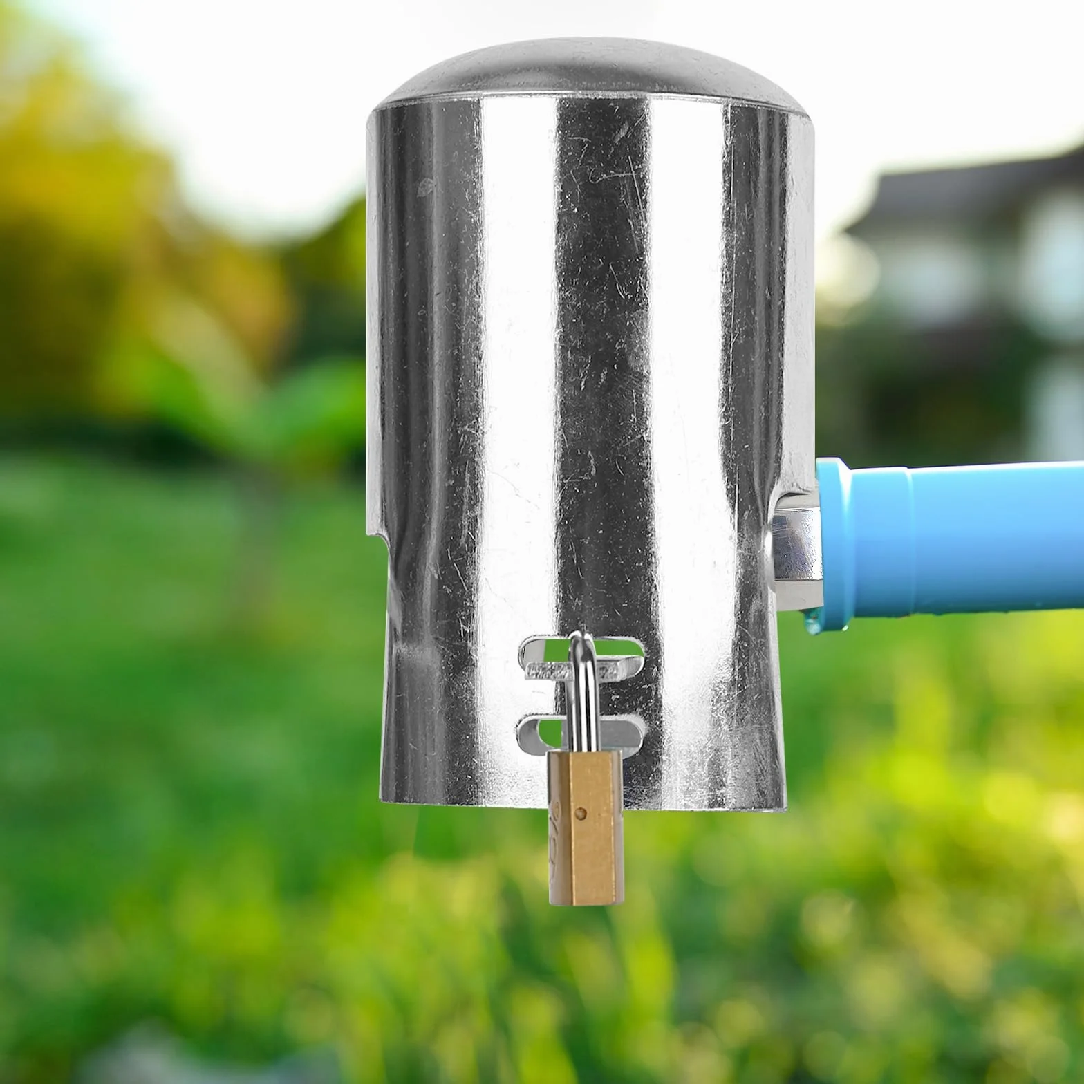 Verrou de Robinet Cadenas Robinet Exterieur Système Verrouillage Serrure Prévenir Embout Tuyau Arrosage Adaptateur Argent