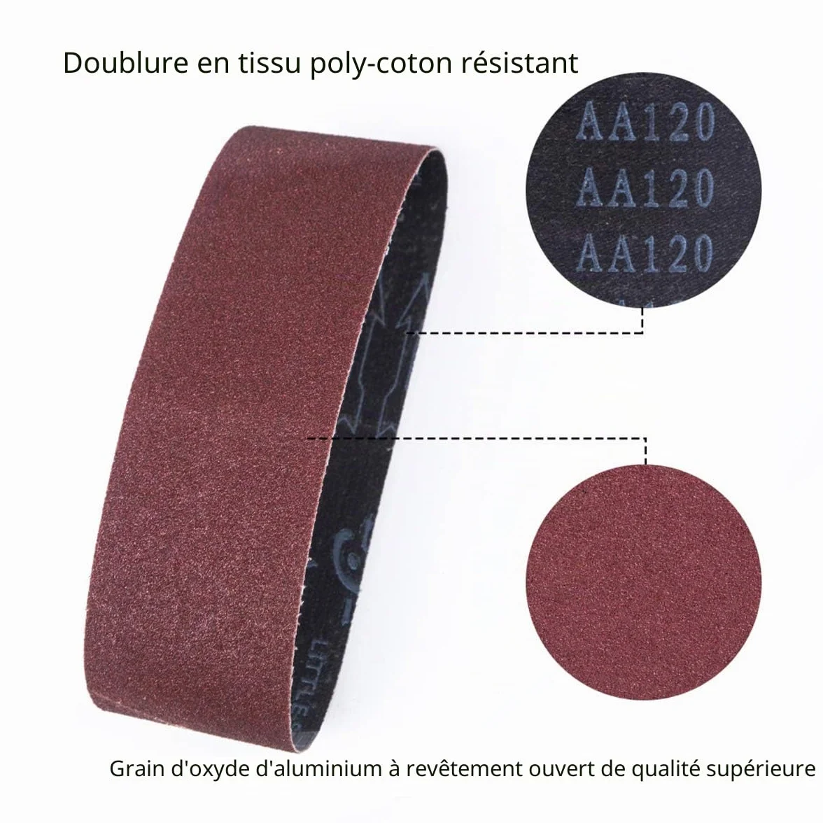 Bande Abrasive 75 x 533 mm 15 Pièces pour Ponceuses à Bande