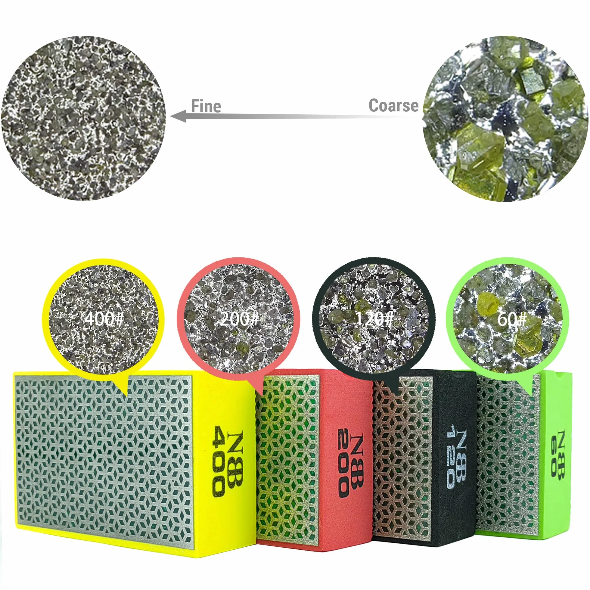 NBB Tampon à Main Diamanté Bloc de Ponçage Polissage avec Dos en Éponge Flexible 60#