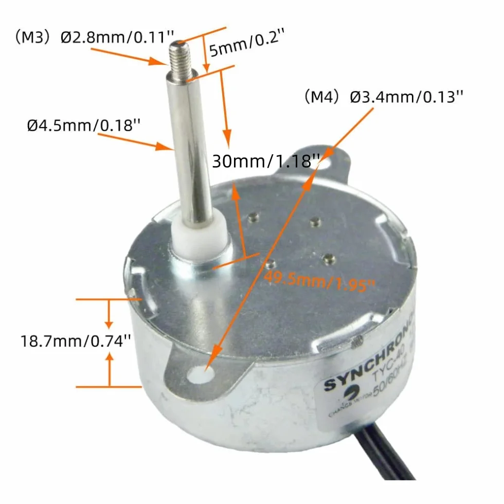 CHANCS TYC40 Moteur synchrone 12V AC 5RPM Arbre 35mm 220V