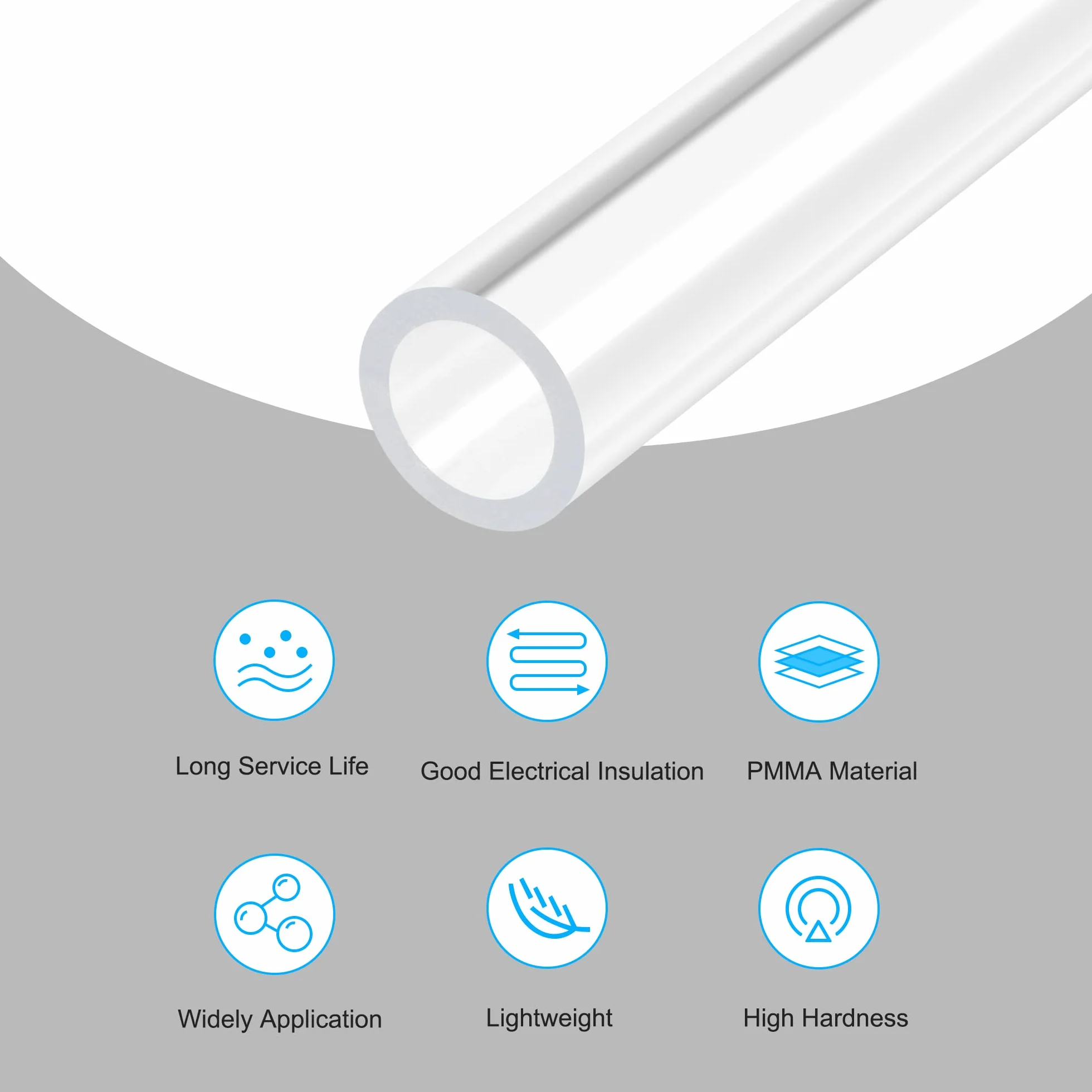 sourcing map Transparent Rigide Acrylique Tuyau 12mm x 16mm x 305mm Tube Rond
