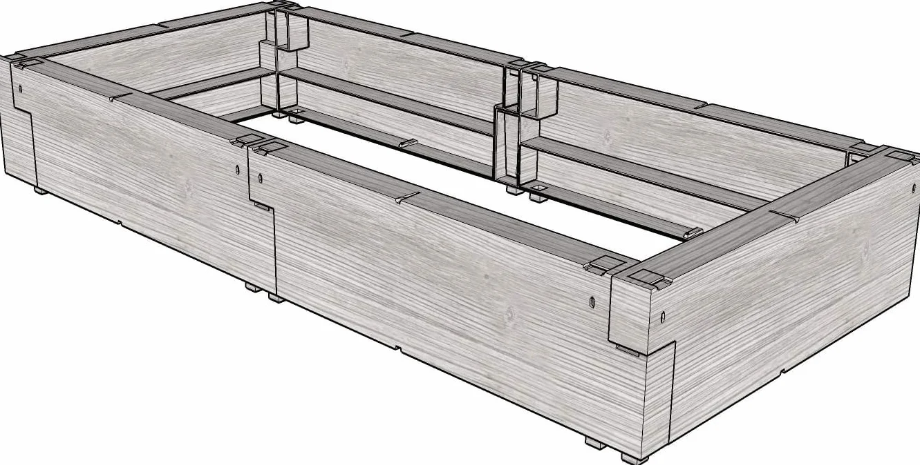 JUWEL Timber Jardinière surélevée 130 x 60 cm Hauteur 20 cm Isolation Thermique Extension Parterre surélevé