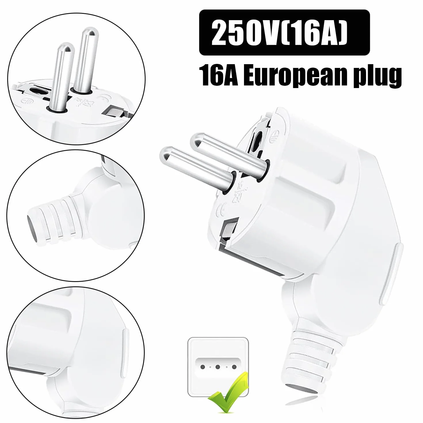 Fiche Electrique Male 250V 16A Prise Electrique Protection Tournevis 8-10 mm