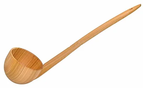 Louche en bois de cerisier naturelle pour cuisine et sauna