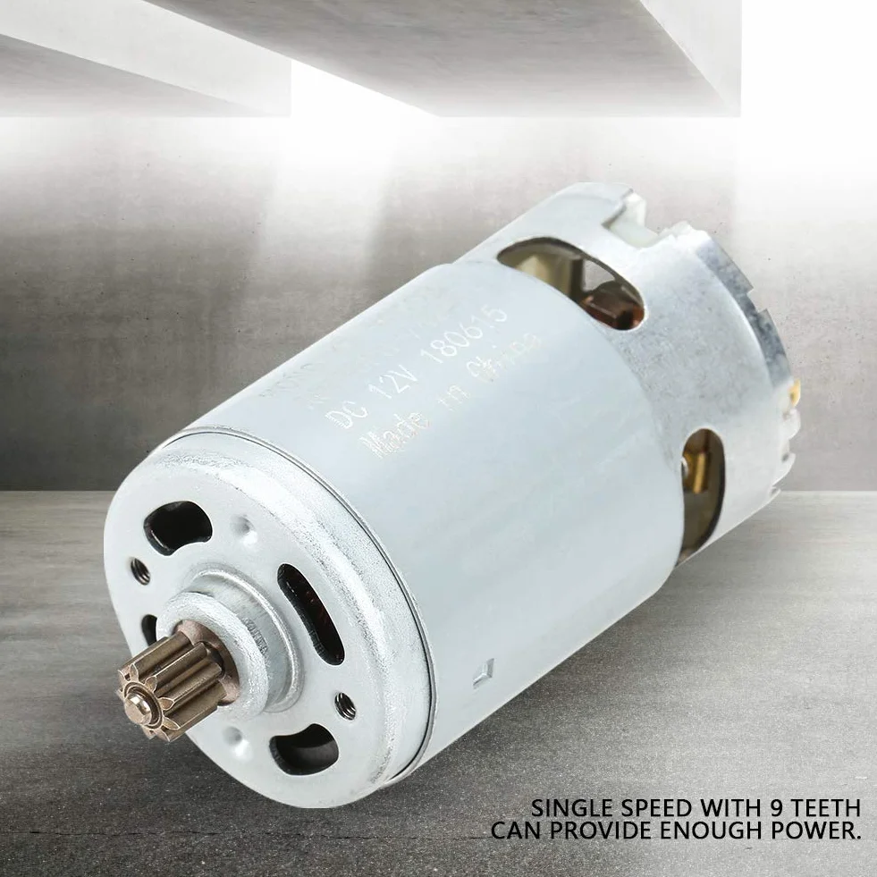Moteur DC 12V 9 Dents pour Perceuse Électrique Bricolage
