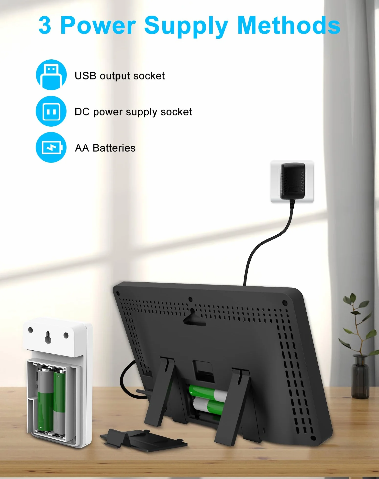 Station Météo Intérieur Extérieur Sans Fil Écran Couleur Prévisions Météorologiques Thermomètre Hygromètre Baromètre Radio-Réveil DCF Noir