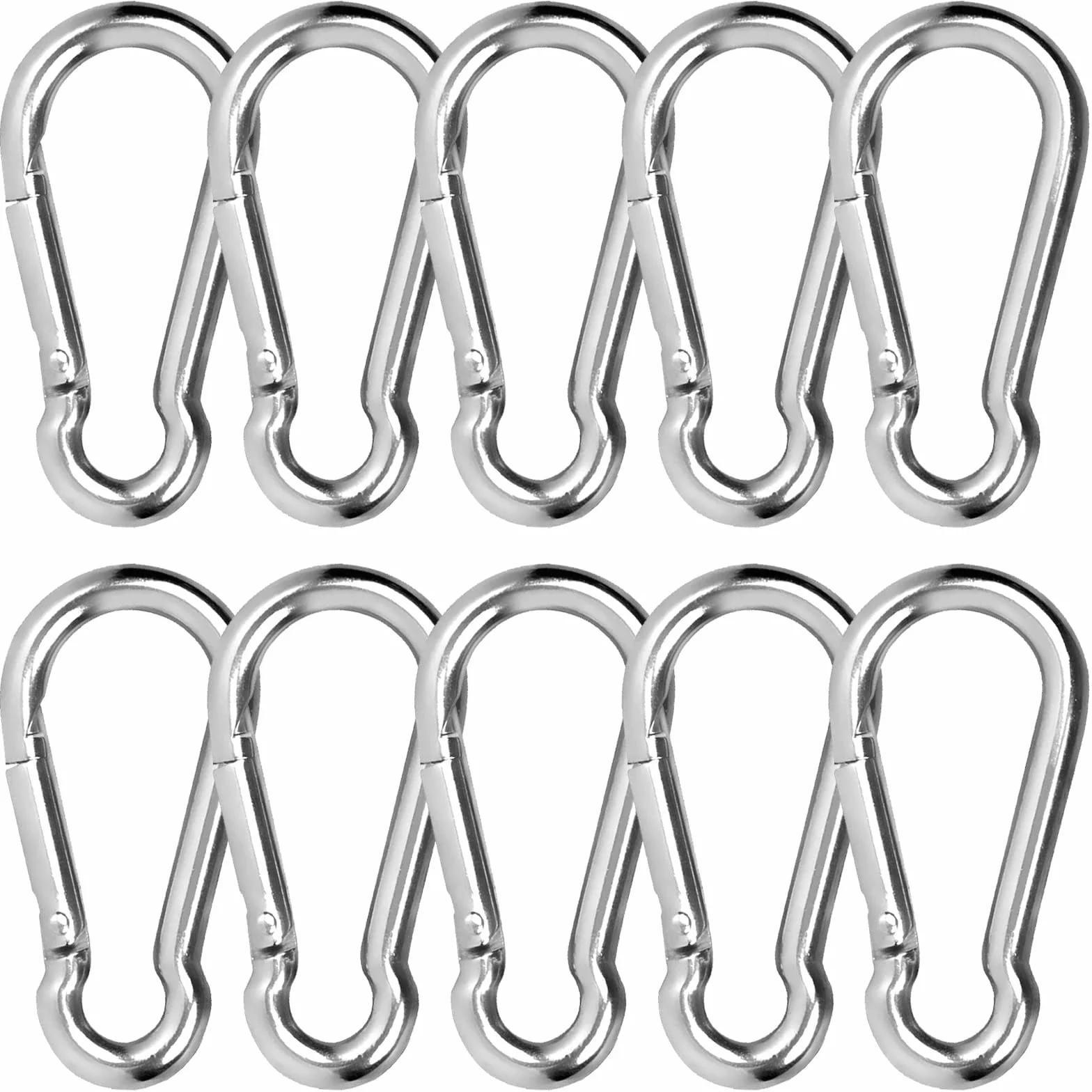 Mousquetons en Acier Inoxydable 304 Résistant Mousqueton INOX 50 mm x 5 mm avec Fermoir à cliquet