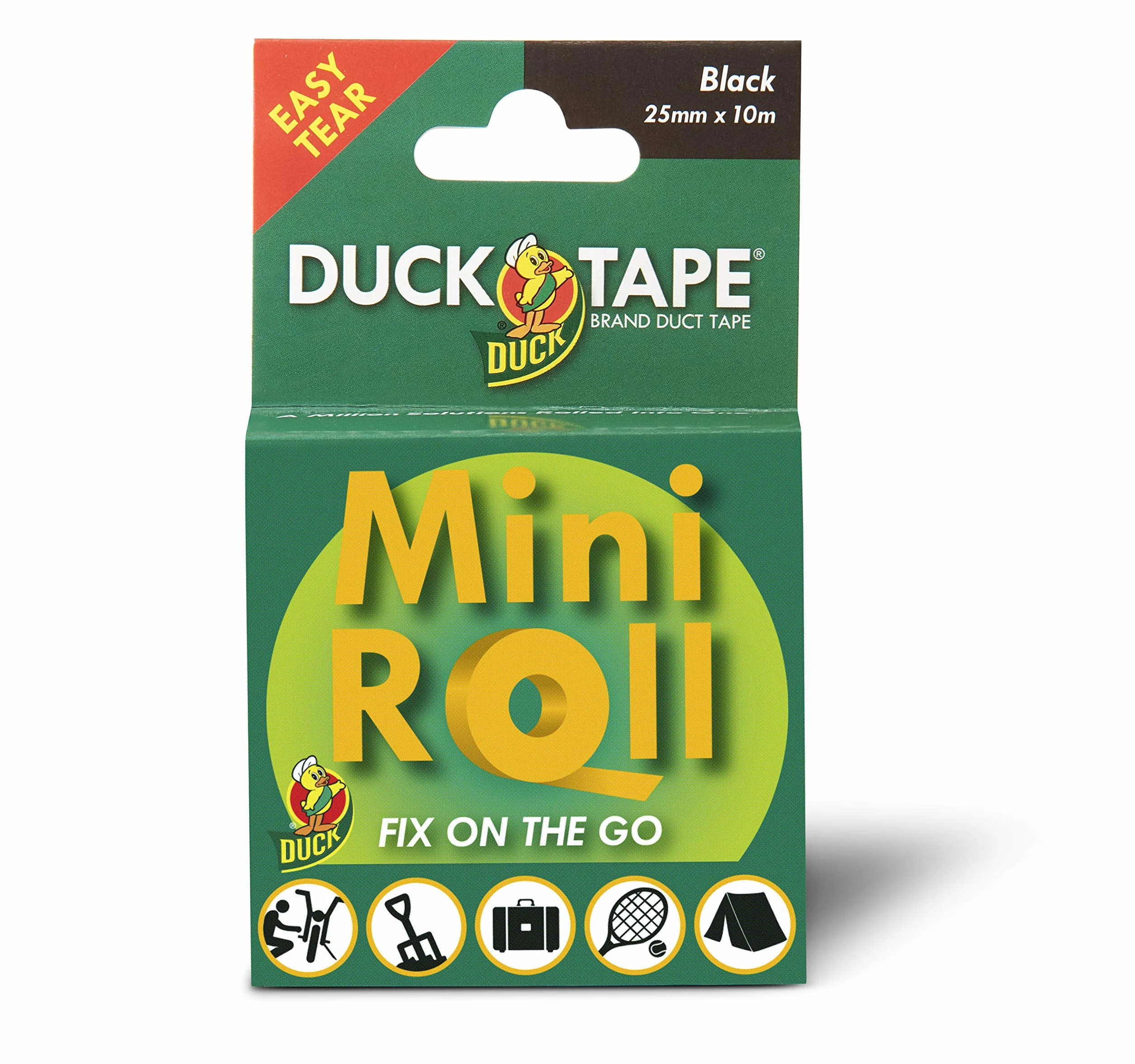 Duck Tape Mini Rouleau Noir Ruban Adhésif de Réparation Original 25 mm x 10 m