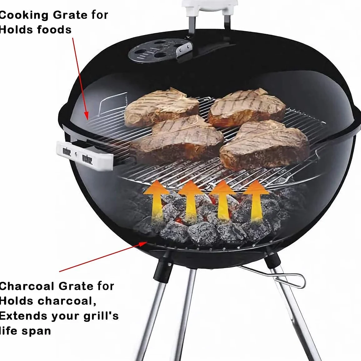 Denmay 7432 44,5 CM Barbecue Grille de Cuisson pour Grils à Charbon Weber 47 cm, jom Barbecue Grill, Smokey Mountain Cooker Smoker, Bar-B-Kettle et One-Touch