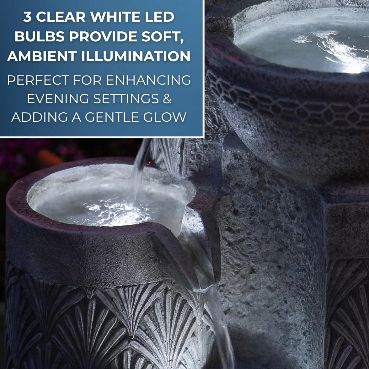 Festive Lights Fontaine Solaire à LED de 50 cm, Motif Coquillage, alimentée par énergie Solaire et USB, pour Jardin intérieur et extérieur. Fontaine Solaire pour Jardin extérieur.