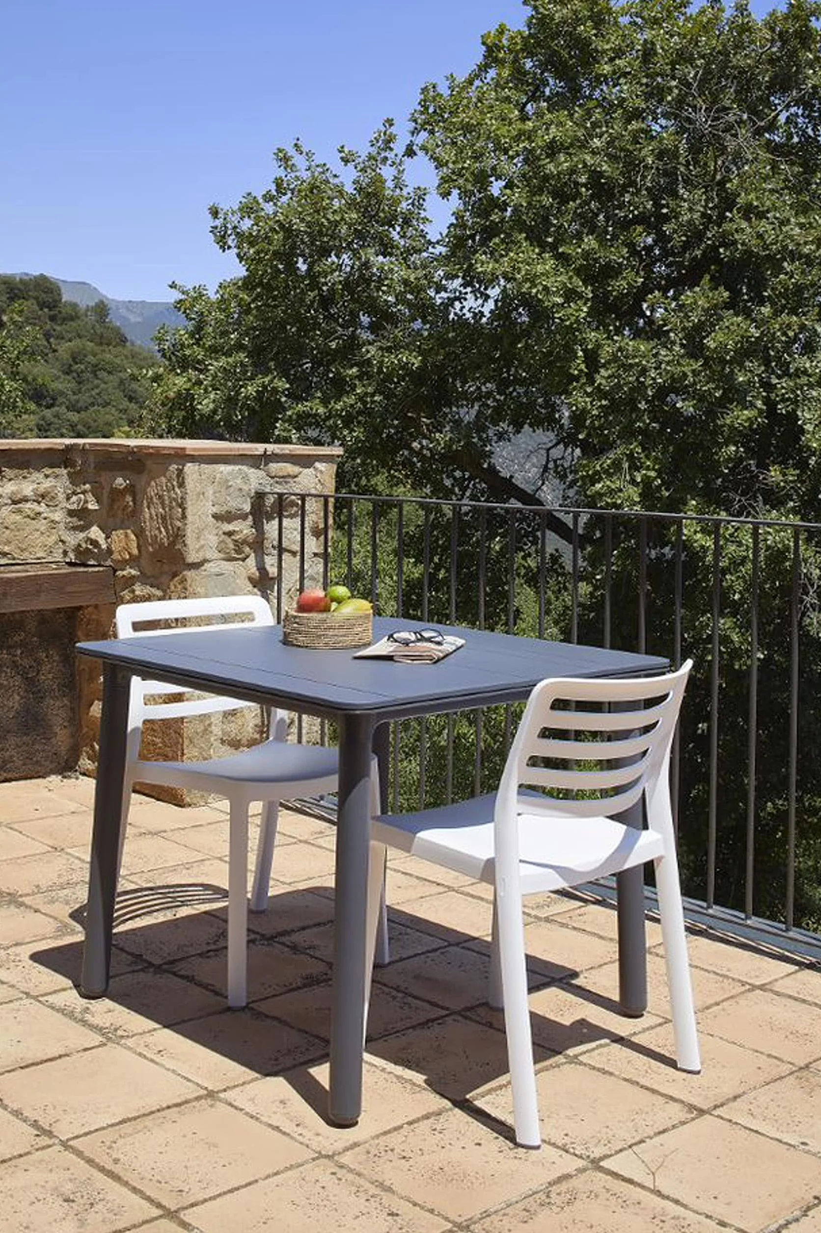 Resol Noa Table carrée Intérieure Extérieur 90x90 Jardin Terrasse Balcon Design Blanc