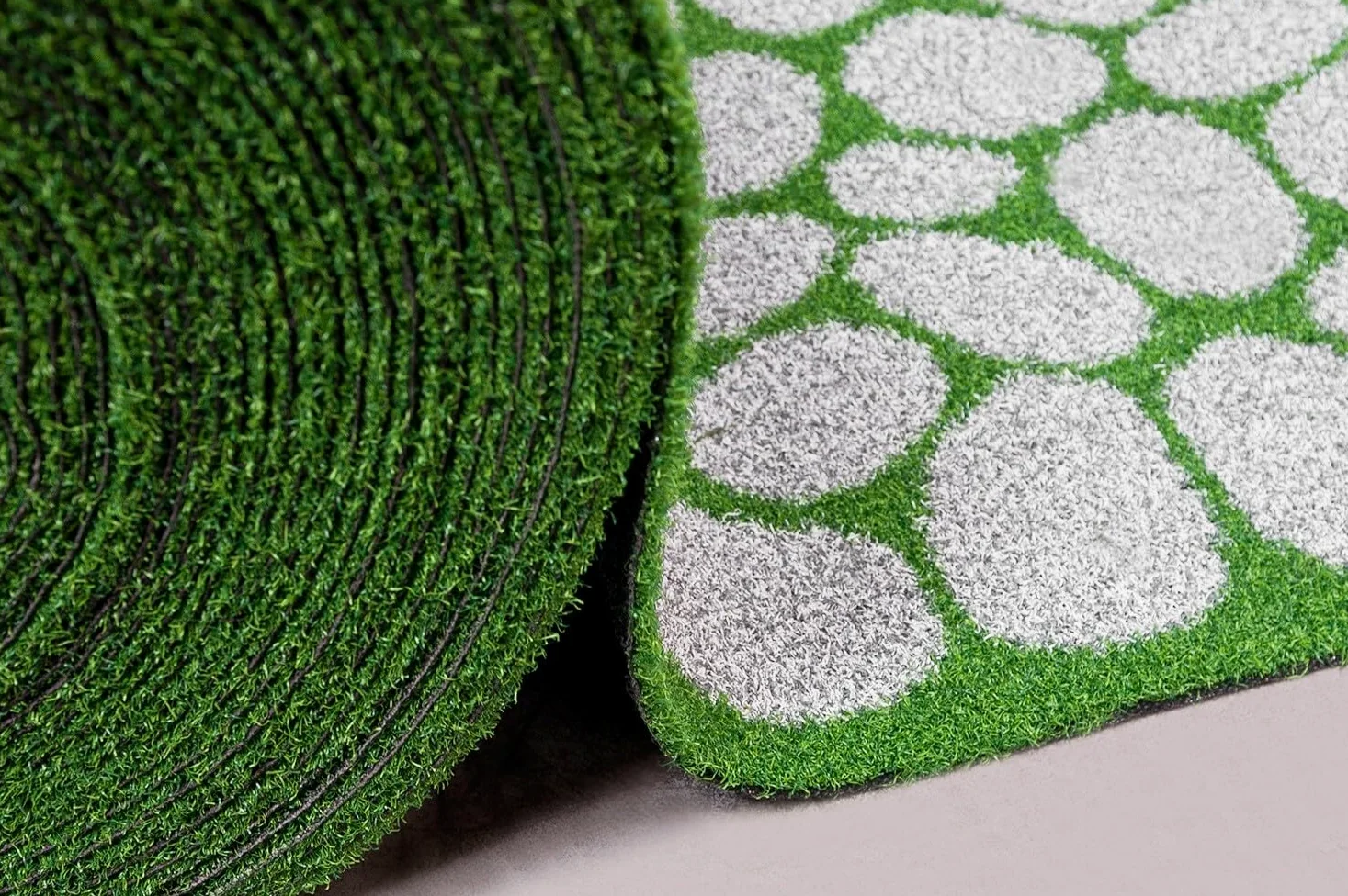 Herbe synthétique effet pierres pierres, tapis de sol pelouse synthétique galets drainant 1 x 15 m