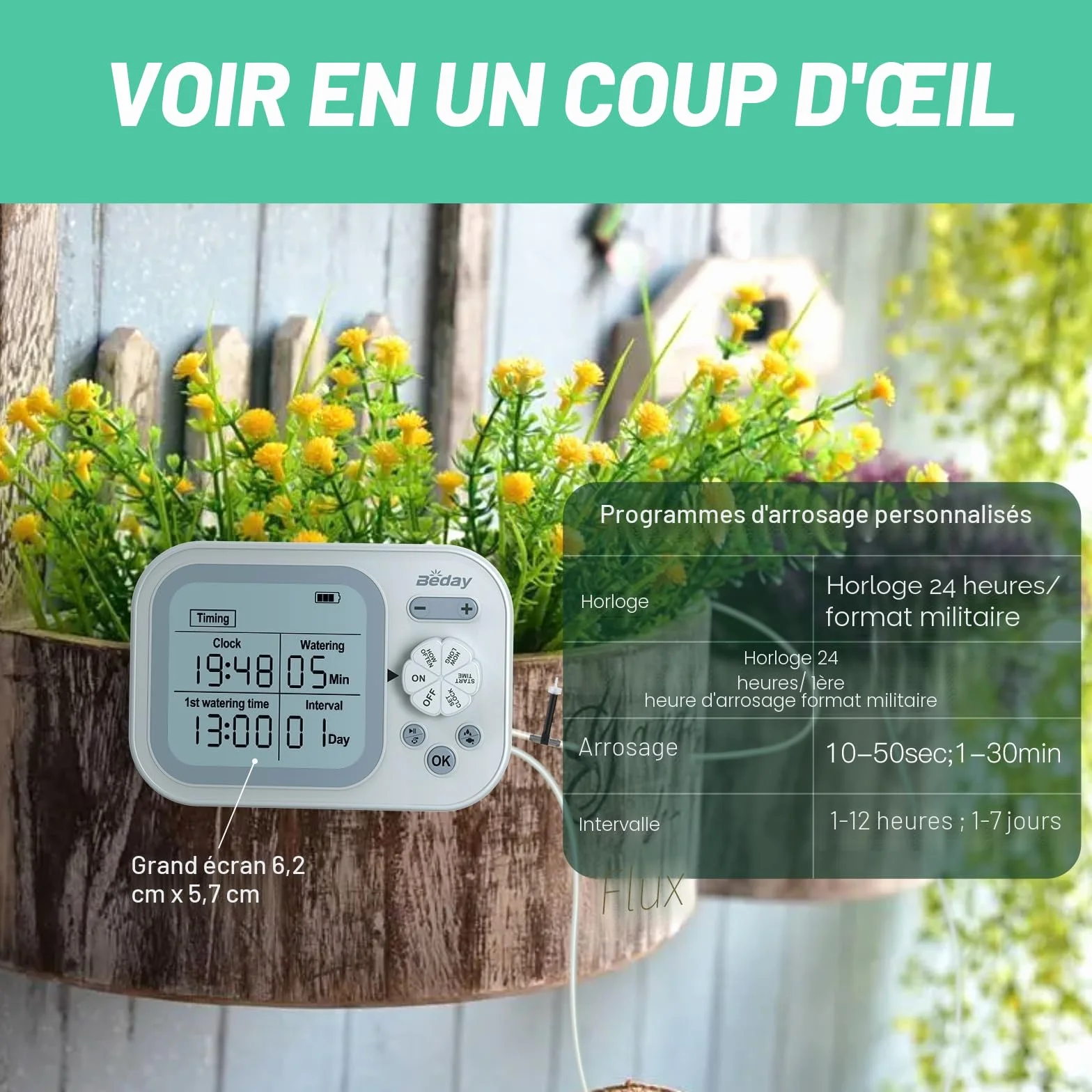 Système d'arrosage automatique goutte à goutte pour 15 plantes avec minuterie et détection d'humidité